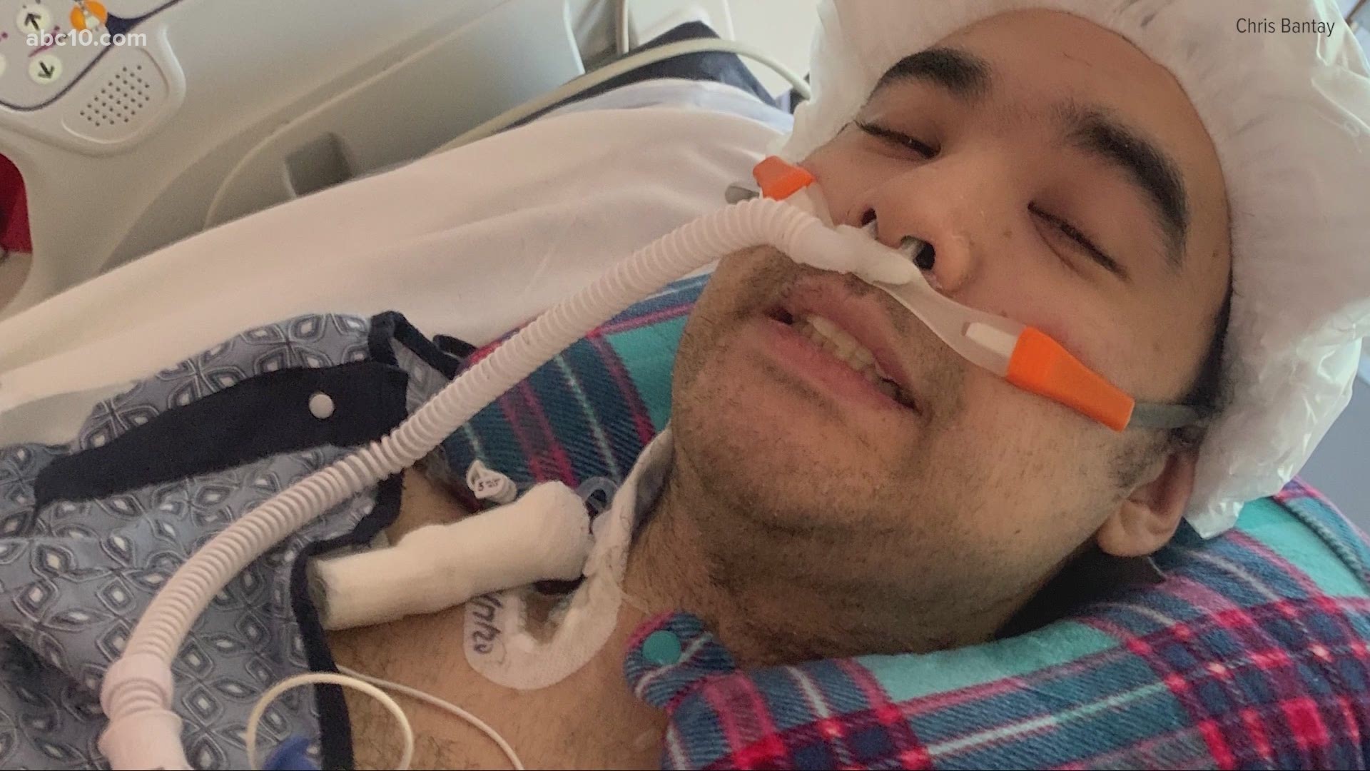 The Sacramento Pieology employee is paralyzed from the neck down, but staying positive. His friends and family are raising money to help his recovery.