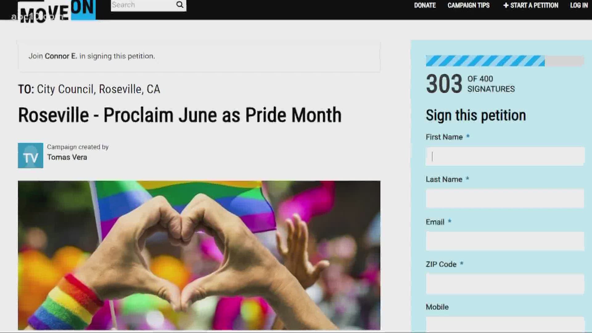A new petition created by advocates in the LGBTQ+ community calls on the city of Roseville to proclaim June as Pride Month.