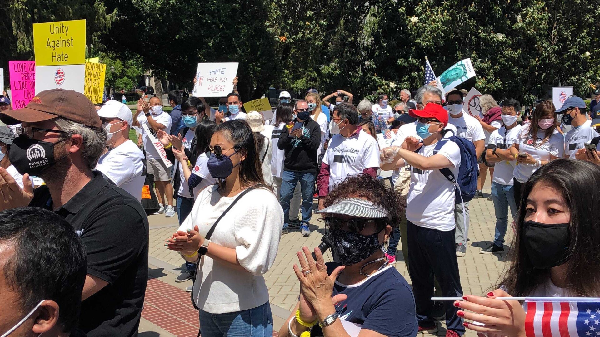 Across the U.S., hundreds gather in unity in protest against hate acts of hatred against people in the Asian American and Pacific Islander community.