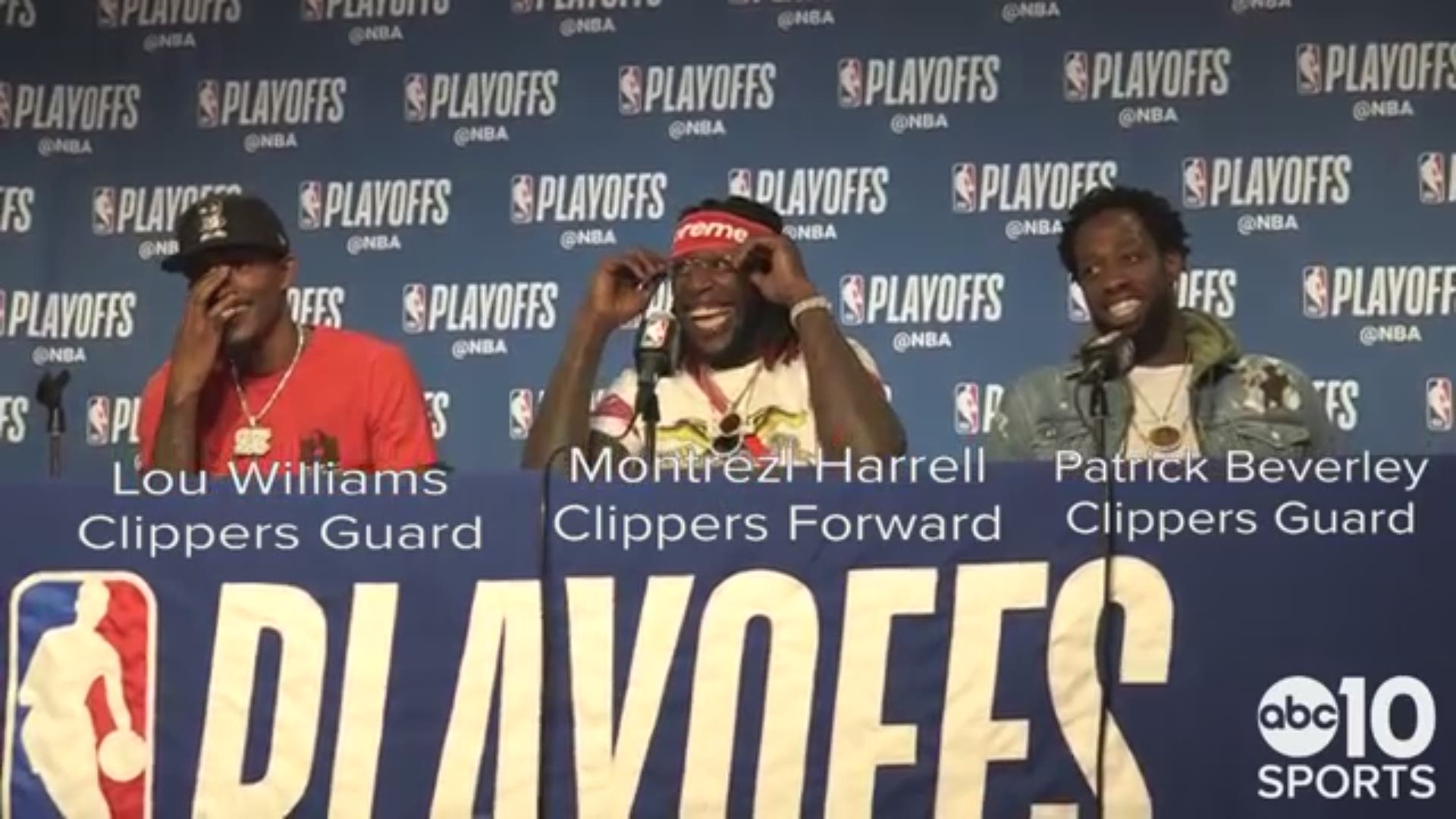 Clippers players Lou Williams, Montrezl Harrell and Patrick Beverly discuss Wednesday's Game 5 playoff victory over the Golden State Warriors to make the series 3-2 heading to Los Angeles for Friday's Game 6. Williams discusses his 33 point performance, his role coming off the bench and the confidence of the team heading back to L.A.