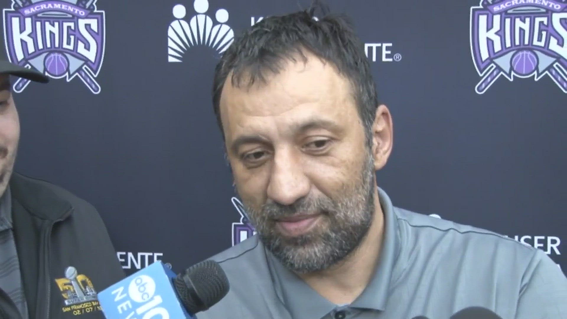 Sacramento Kings general manager Vlade Divac addresses the media on a variety of topics including the firing of assistant coach Vance Walberg, George Karl as head coach and the upcoming trade deadline.