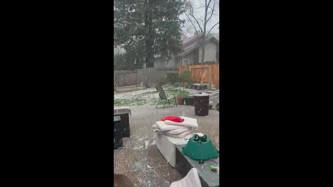 Snow falling in El Dorado Hills