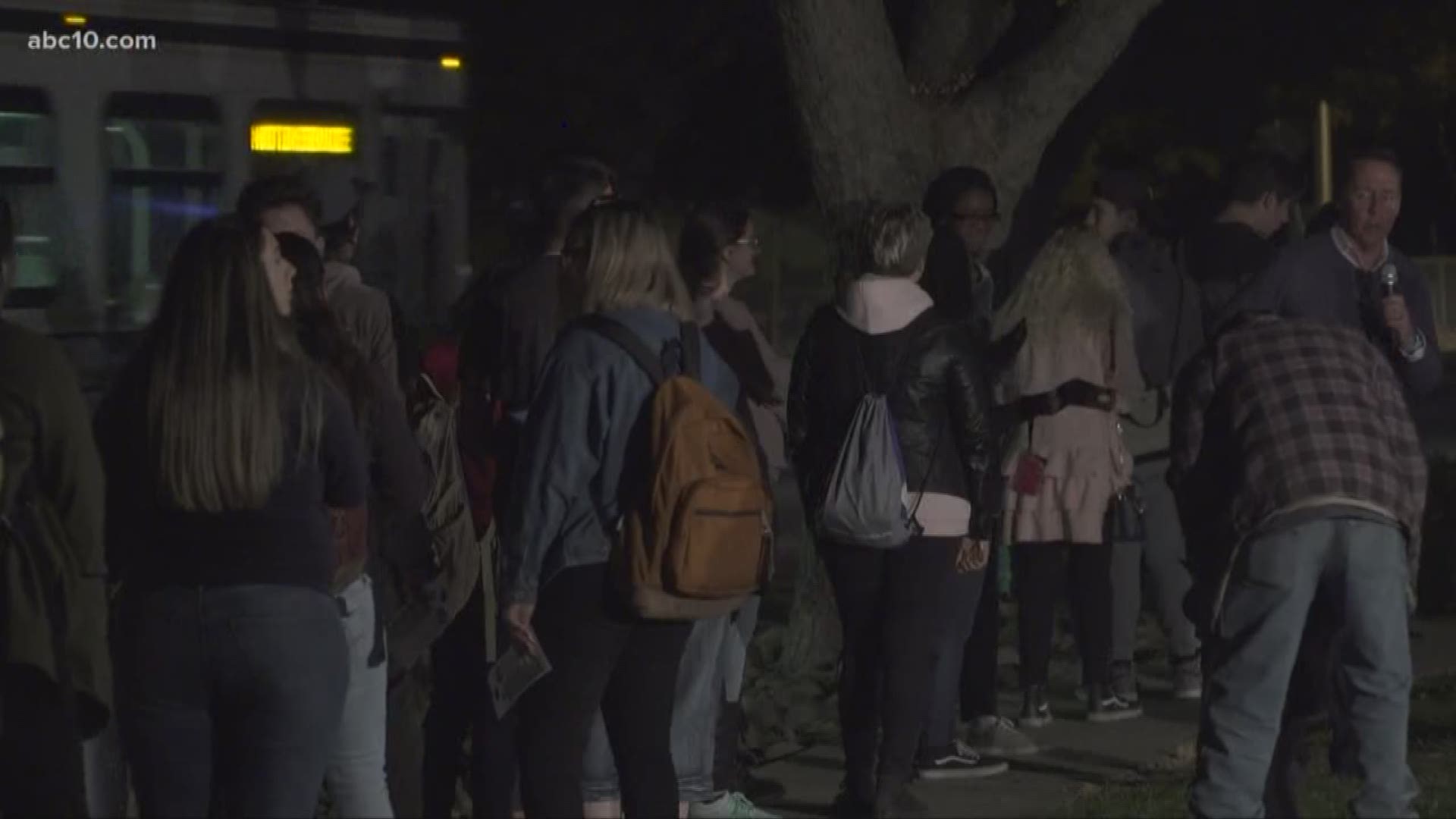 Students waited for hours at a voting center on the campus of Sac State on Election Night.