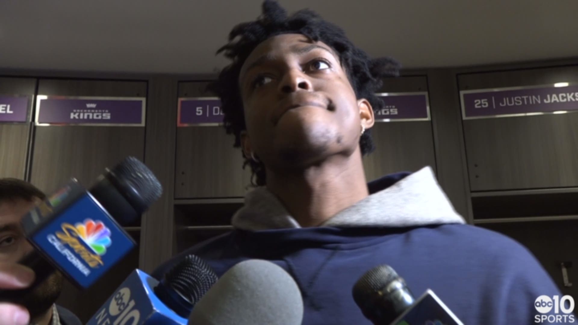 Kings point guard De'Aaron Fox reacts to two trades made on Wednesday that sent Justin Jackson, Iman Shumpert and Zach Randolph away