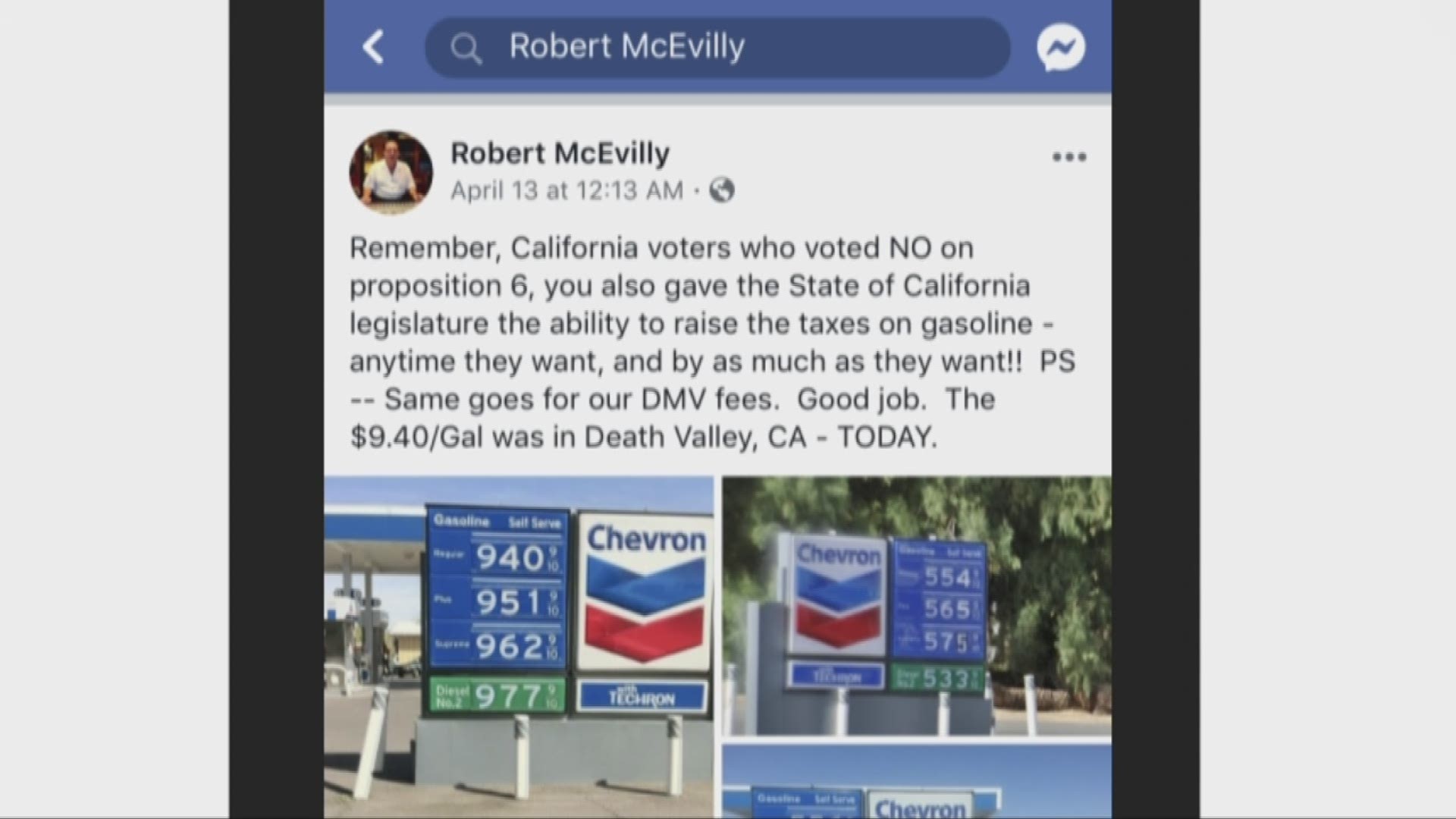 A Facebook commenting on gas prices over $9 in California's Death Valley have made the rounds on social media, but did gas prices actually go that high? Chris Thomas verifies.