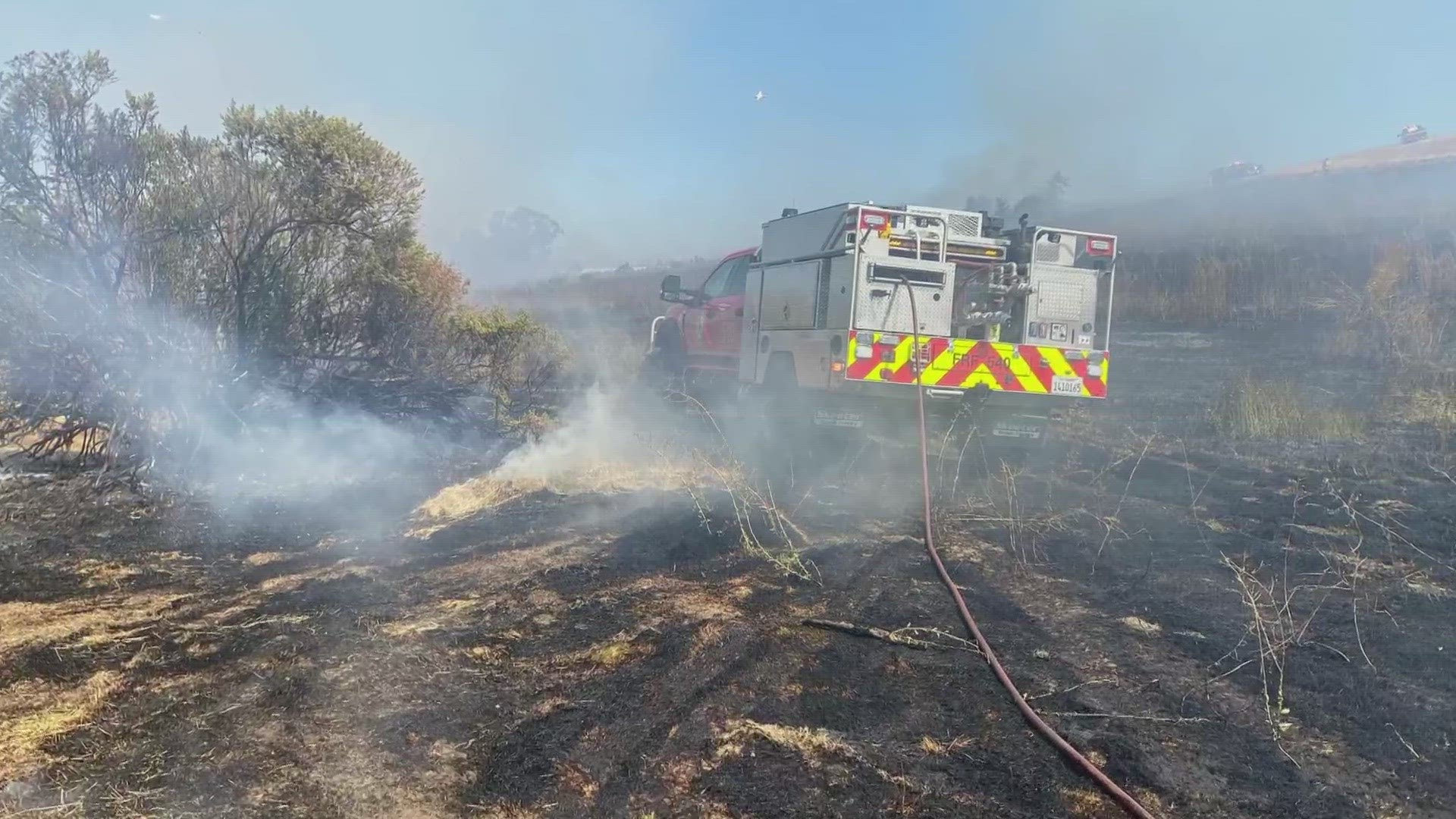 The fire burned an estimated 36 acres of vegetation near Suisun City Saturday.