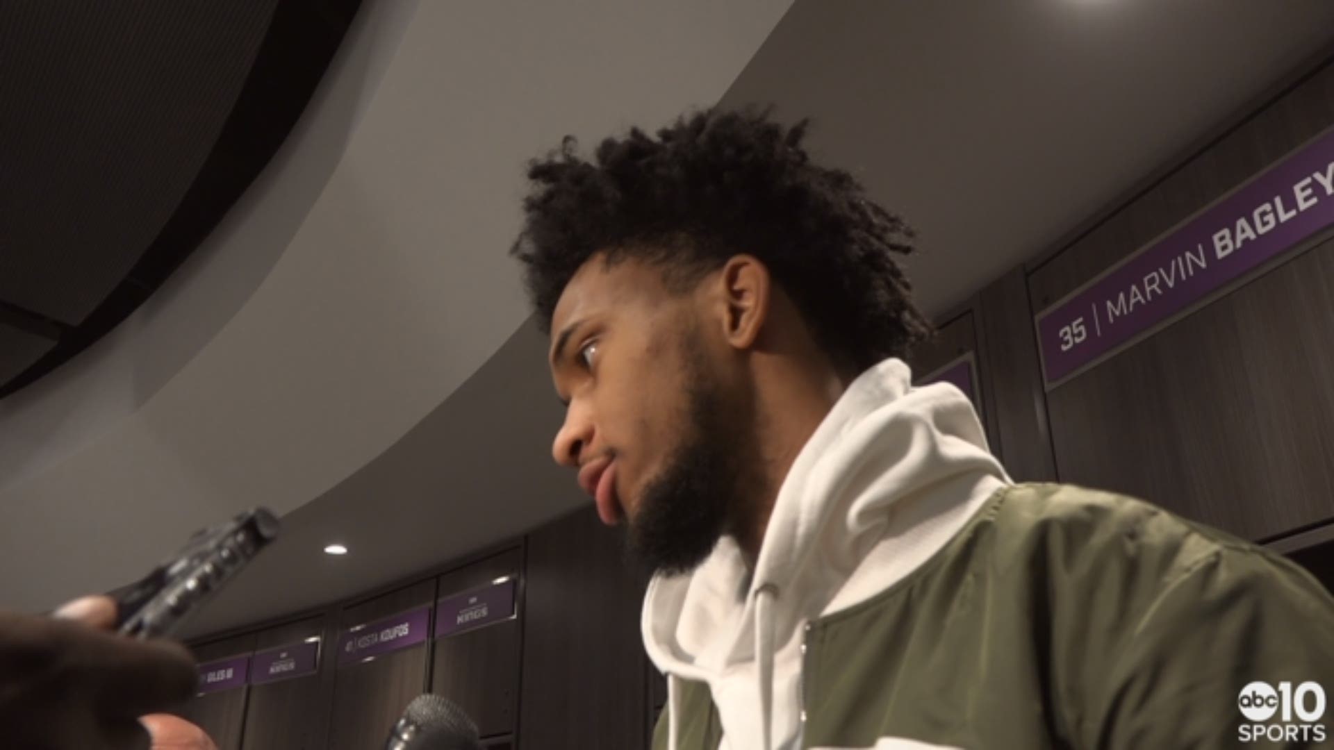 Kings rookie Marvin Bagley III talks about Saturday night's loss in Sacramento to the Los Angeles Lakers, playing against LeBron James for the first time in an NBA game, De'Aaron Fox's hot hand in the second quarter and the mistakes made by his team in the defeat.