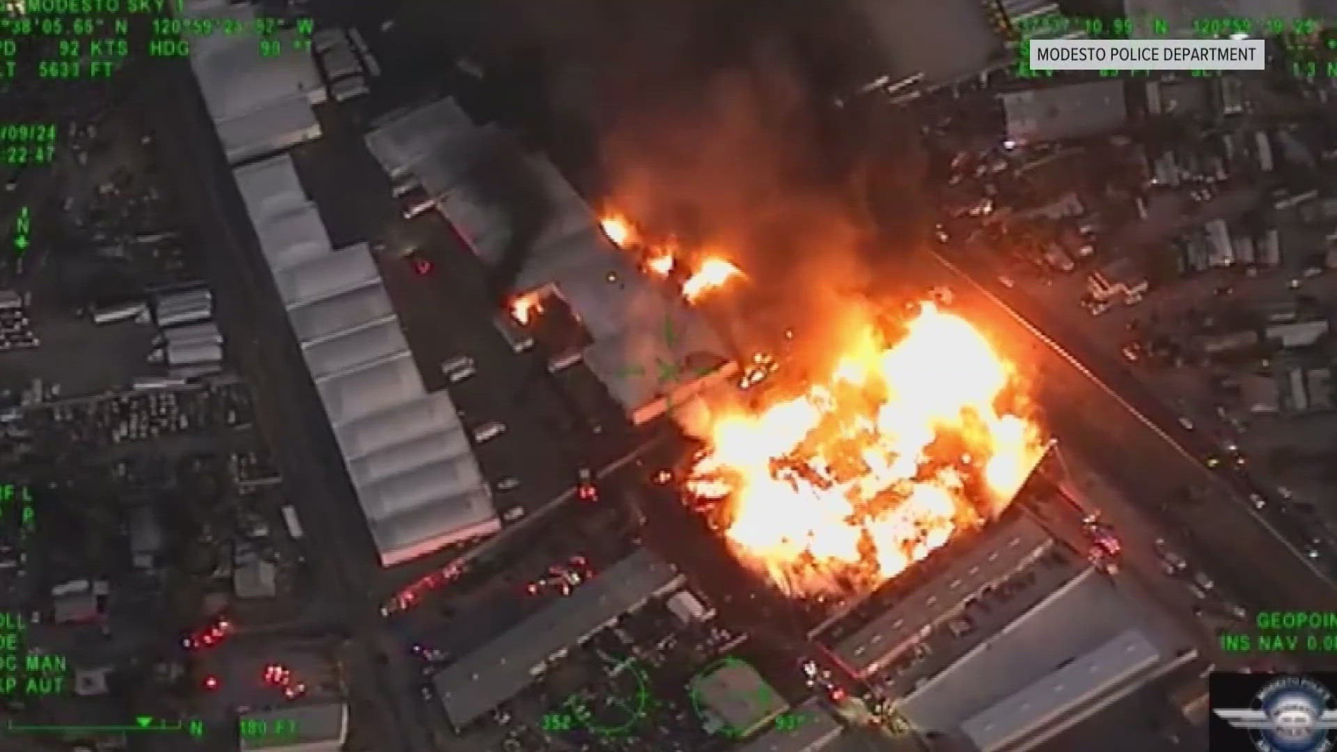 Modesto Pallet Yard Fire: Vehicles, buildings, and equipment damages could reach more than $1.2 million dollars.