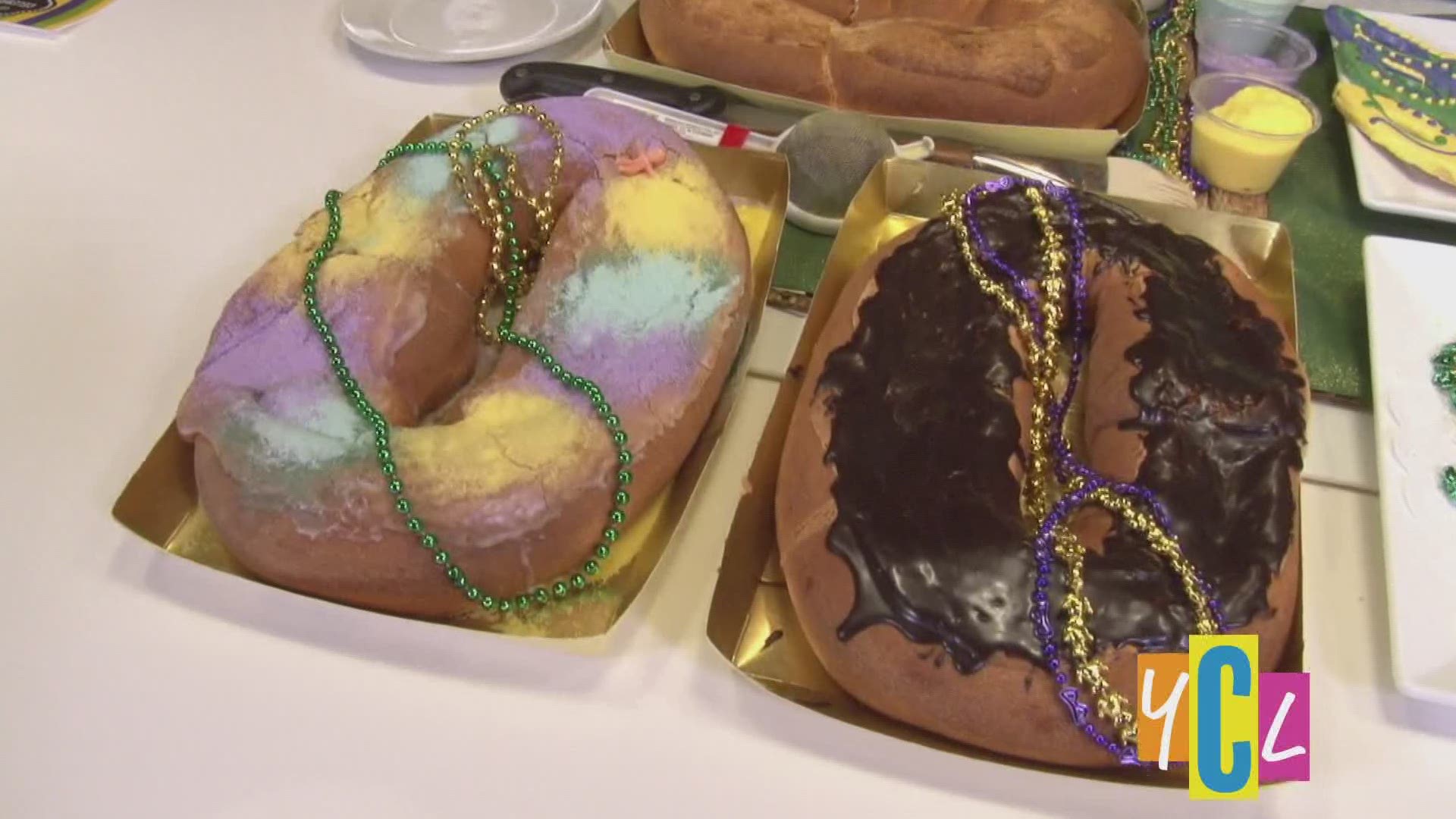 A frosted seasonal treat that Mardi Gras partygoers eat between January 6, otherwise known as King's Day or Twelfth Night, and Fat Tuesday.