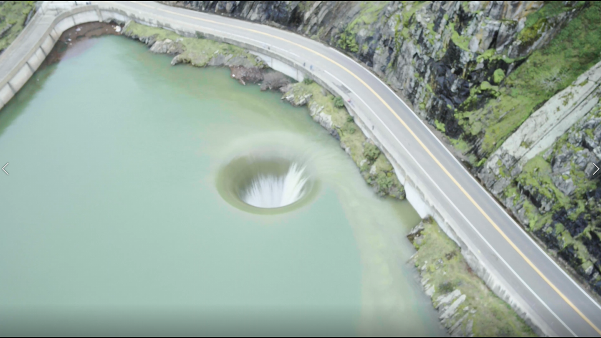 Drone footage gives a different view from above The Morning Glory Spillway.