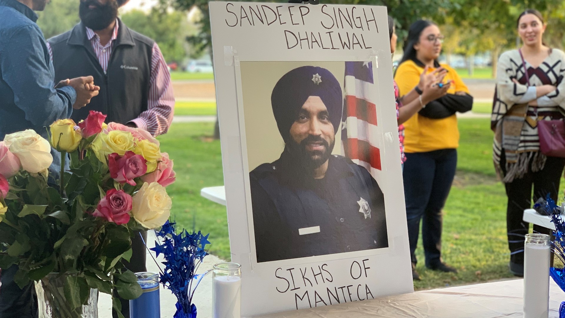 The Sikh community in San Joaquin County organized a candlelight vigil for Sandeep Dhaliwal, a Texas deputy sheriff shot and killed last week.