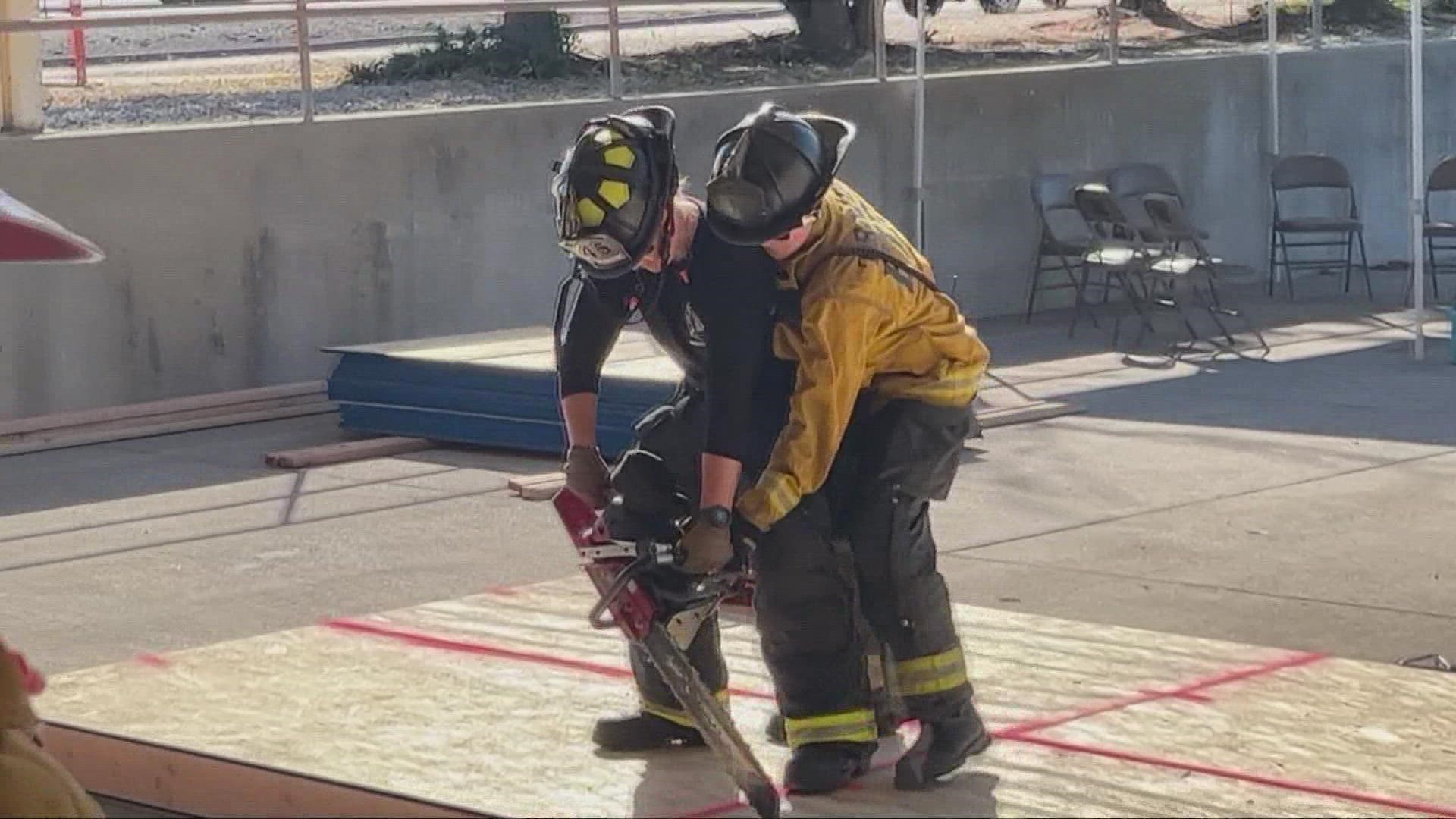 Not only do girls attend, but it's led by professional women firefighters at McClellan Park