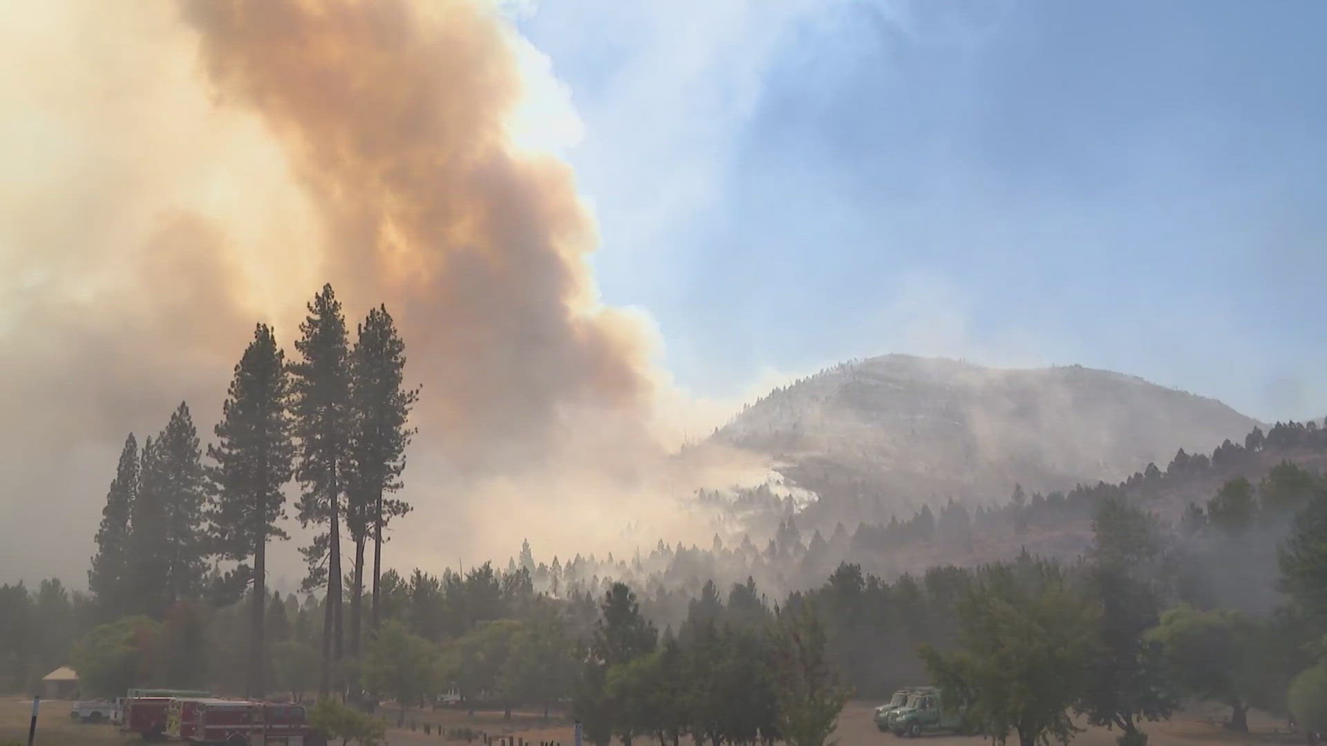 The Bear The fire is 1,578 acres and is 0% contained as of Tuesday. It's threatening the Sierra Brooks community and 536 people are under evacuation orders.