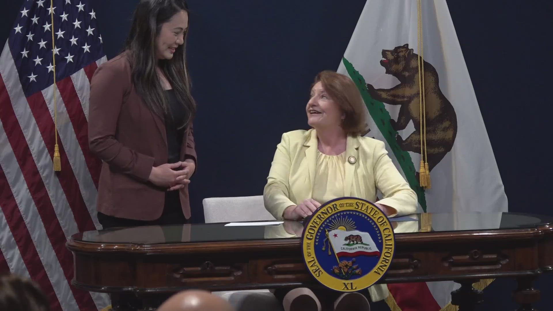 While Gov. Newsom and the liuetenant governor are out of state, Senate Pro Tem Toni Atkins signed bills into law.