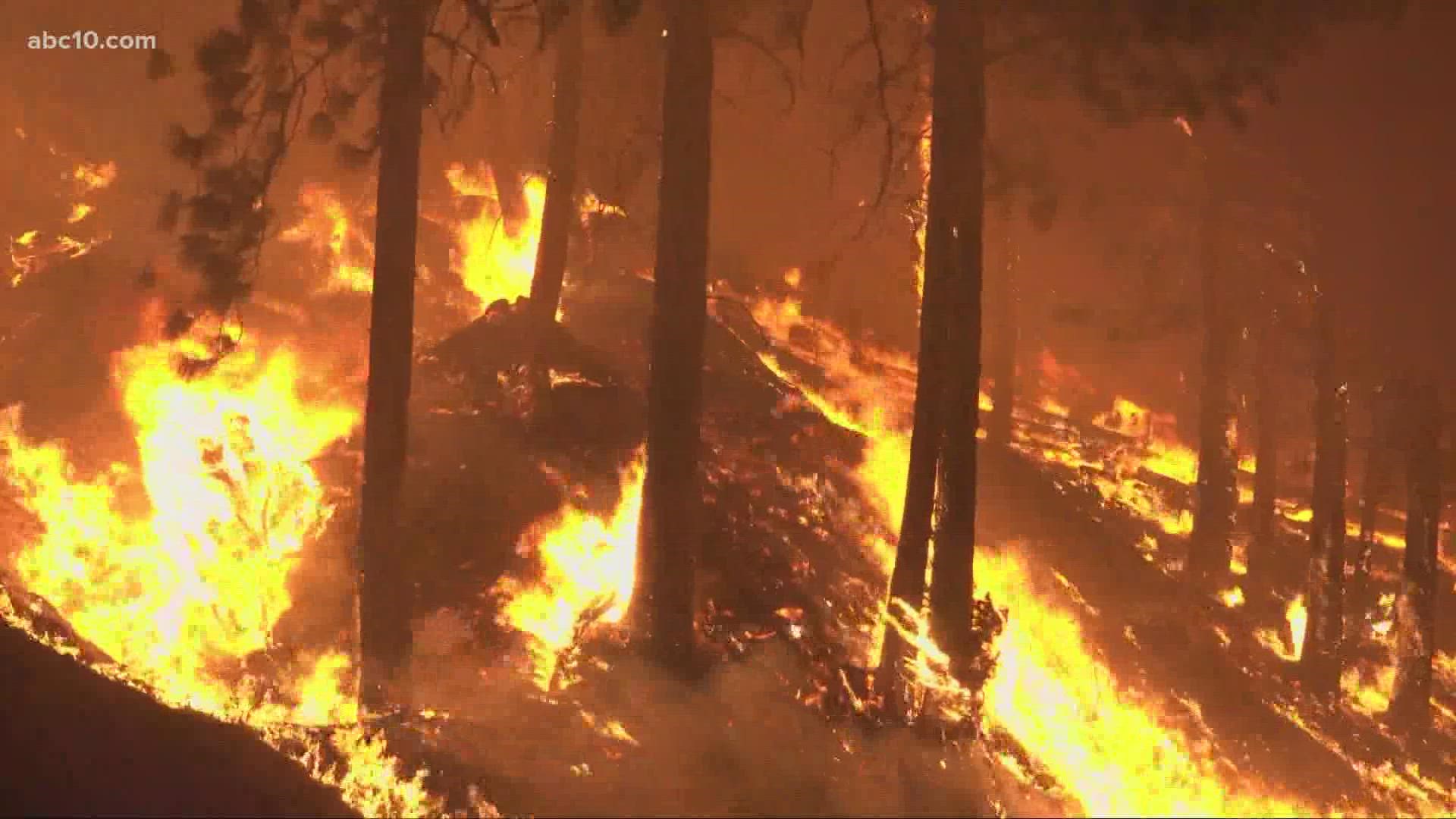 Two evacuation centers filled up Tuesday night as residents of El Dorado County fled the Caldor Fire.
