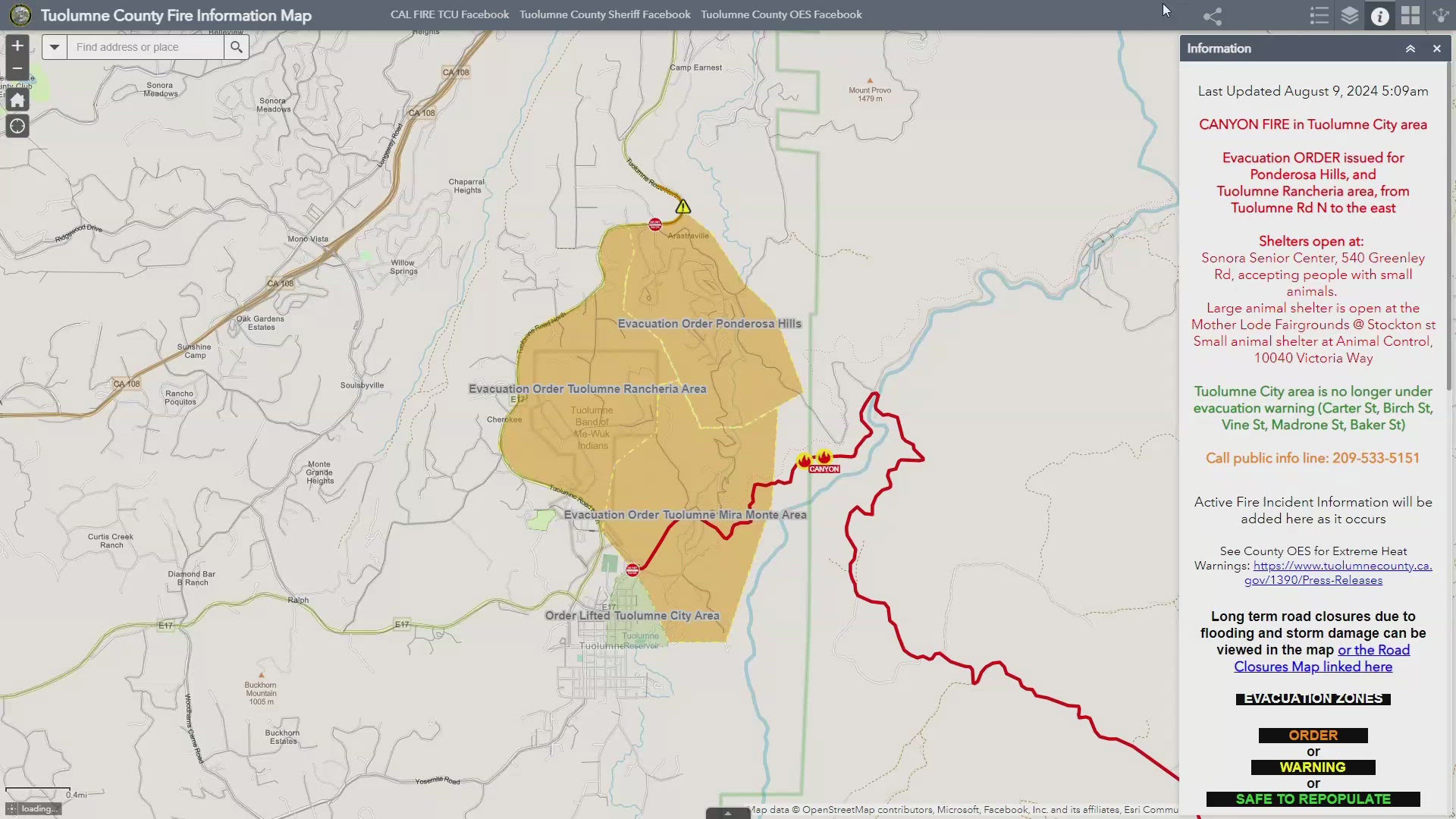 Canyon Fire forces evacuations in Tuolumne County | Maps, Updates ...