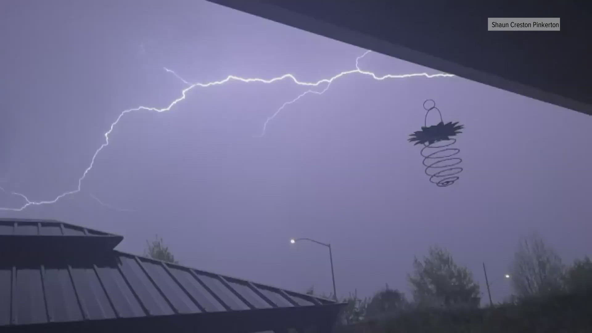 A flash of lightning was caught on camera over Modesto Sunday night.