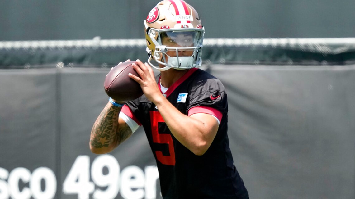 49ers rookie QB Trey Lance ready for work at rookie camp - The San Diego  Union-Tribune