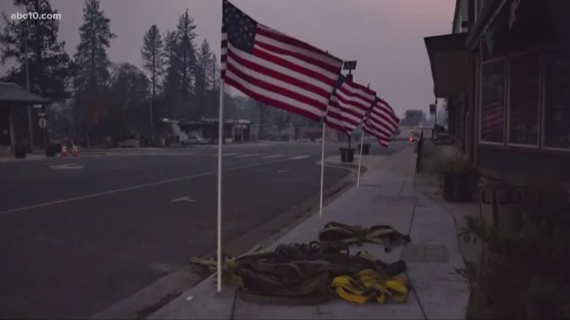 There is a long standing tradition in the town of Paradise. Every Veterans Day, the town raises flags along the main road to honor those who served. This yer, despite the Camp Fire destroying their town, the community continued tradition.
