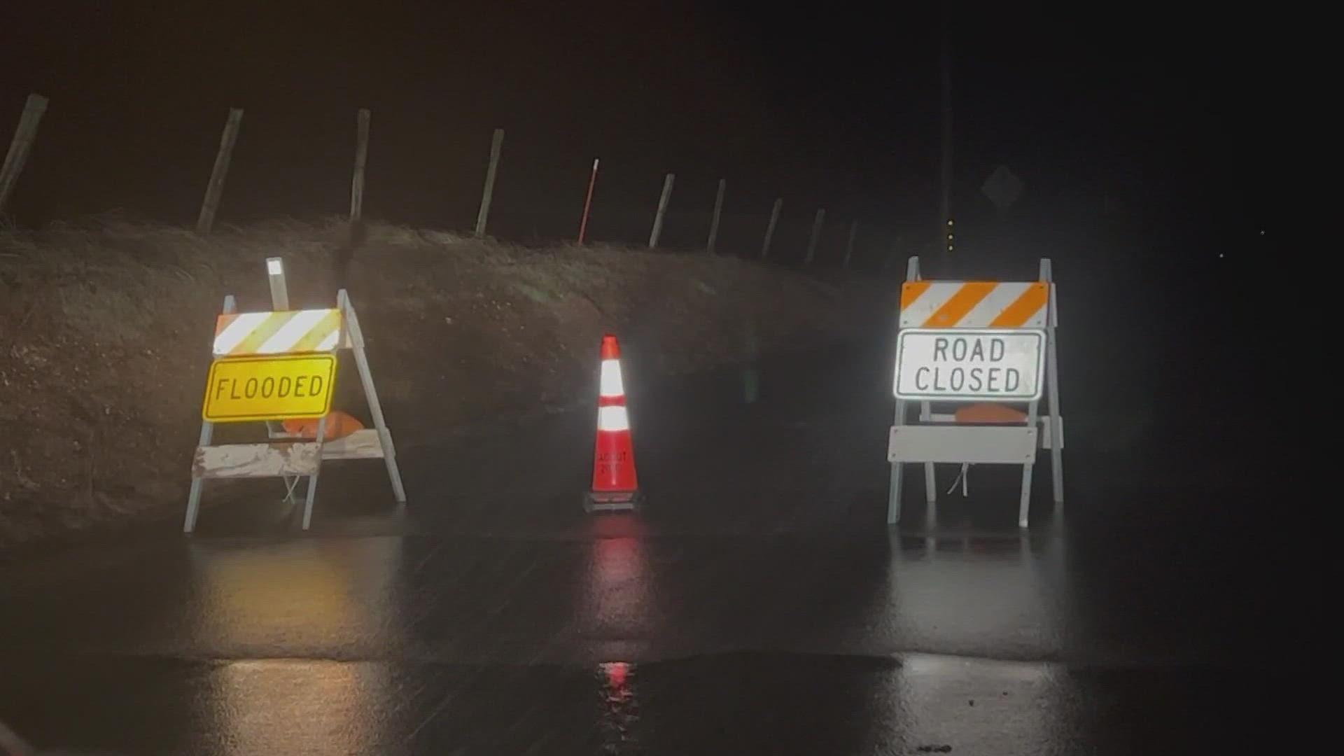 California Highway Patrol East Sacramento is warning travelers not to drive around flooded roadway barricades because of the dangers of what could be in still water