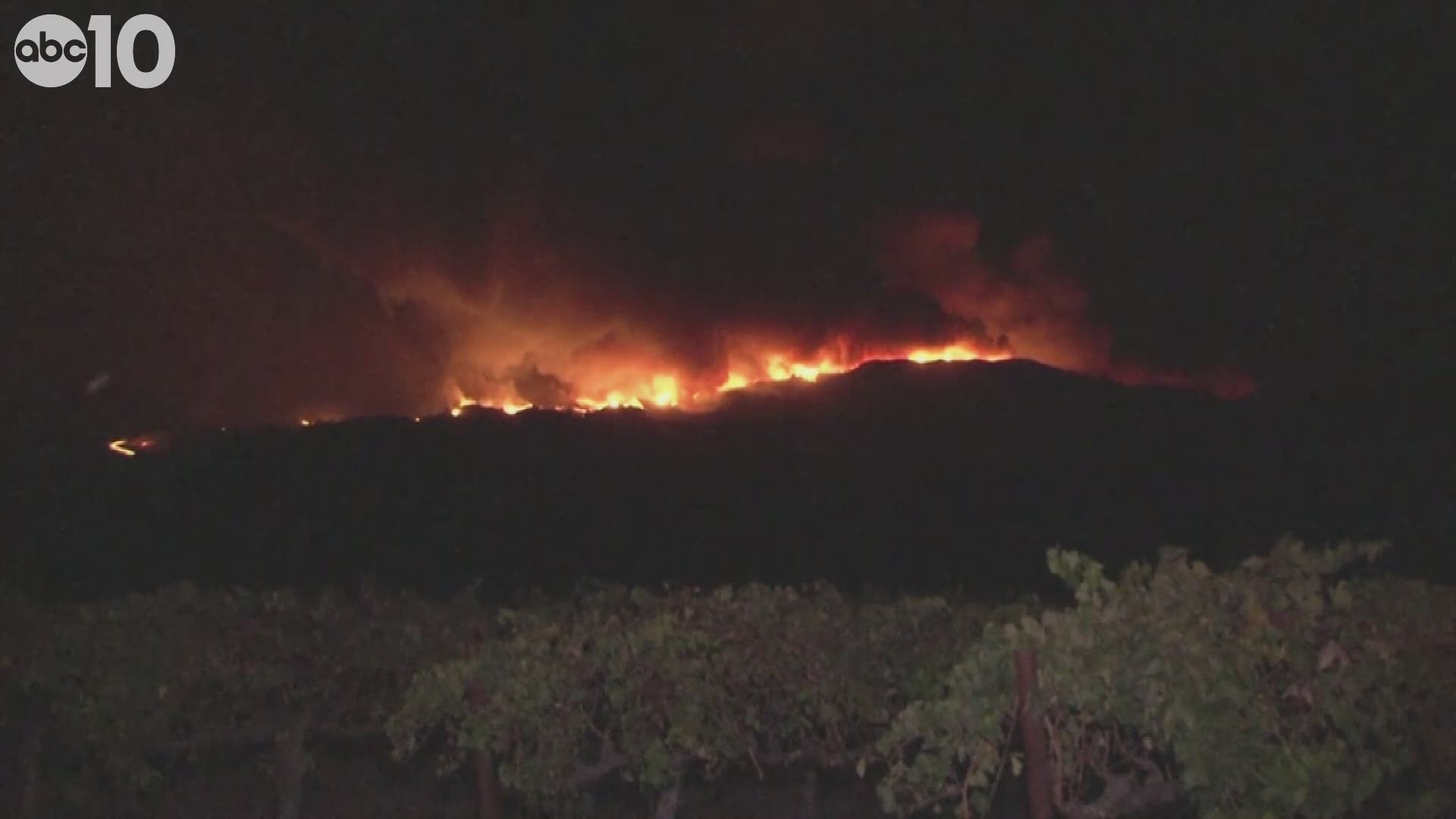 The fast-moving Kincade Fire exploded to 10,000 acres within hours Thursday morning as fire crews continue to fight winds in a dry wildland area of Sonoma County.