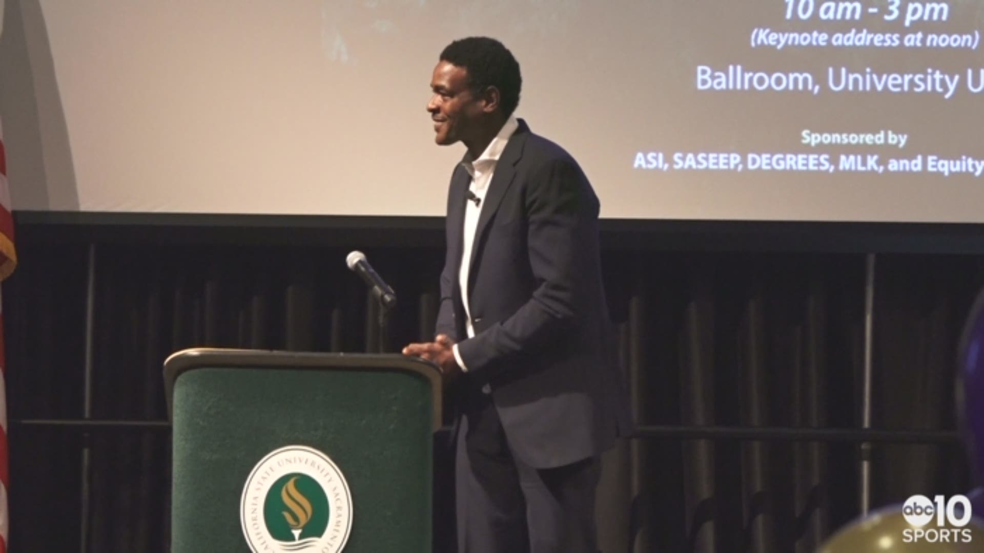 Former Kings All-Star Chris Webber was back in Sacramento to serve on Monday as the keynote speaker at Sac State's Student Academic Success Day.
