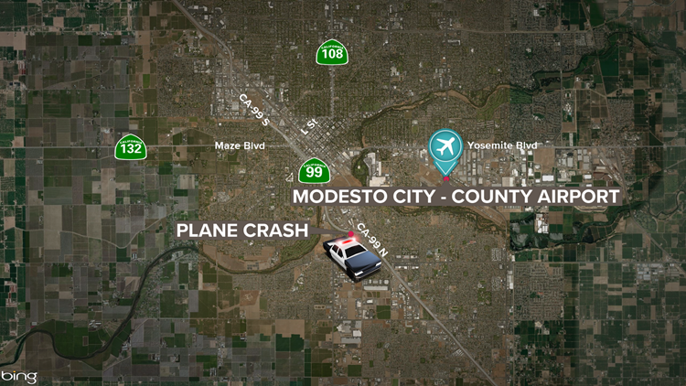 Plane Crash In Modesto Shuts Down Highway 99 At Crows Landing 