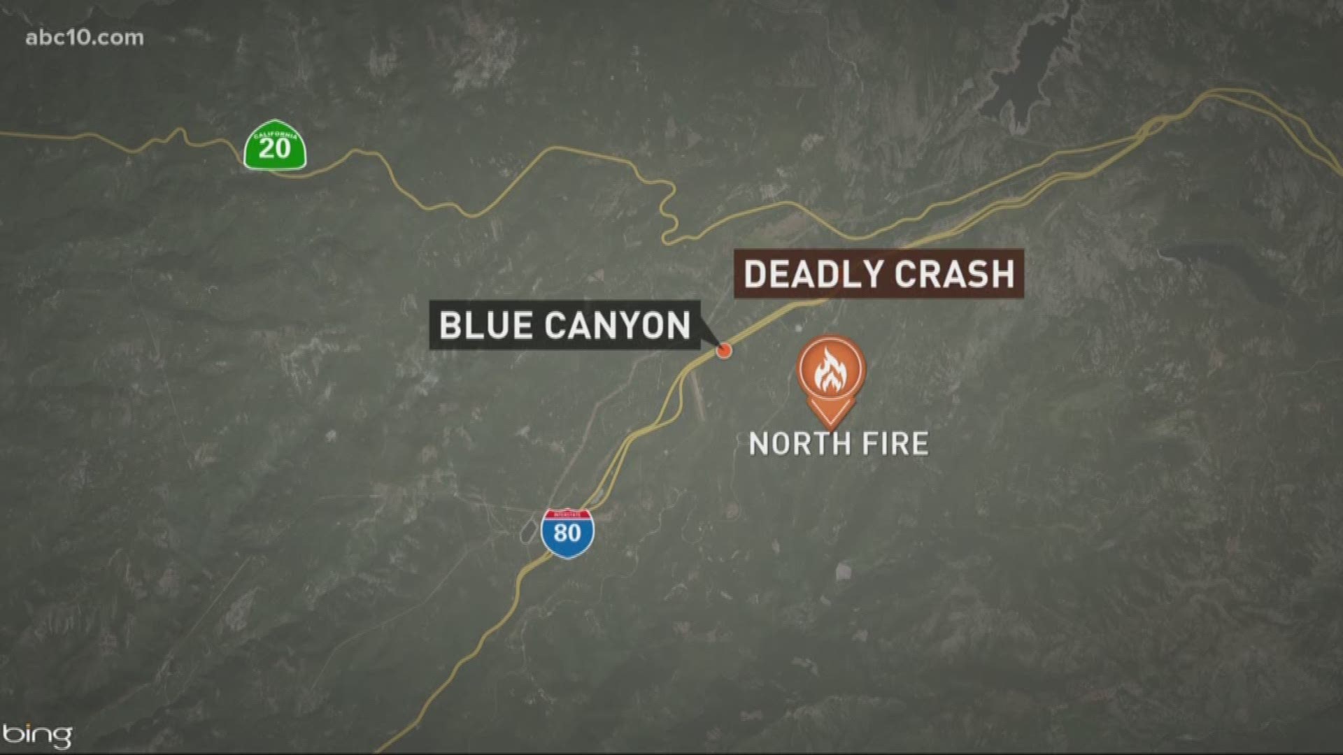 A bulldozer operator, working as a private contractor on the North Fire, died in a car crash on westbound Interstate 80, just to the east of Blue Canyon, California, Tuesday.