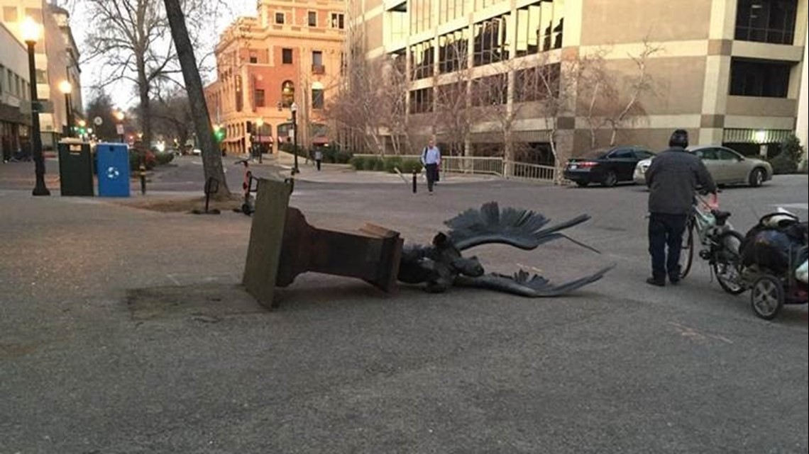 Vandal knocks over 3 'Wings of the City' statues in Sacramento