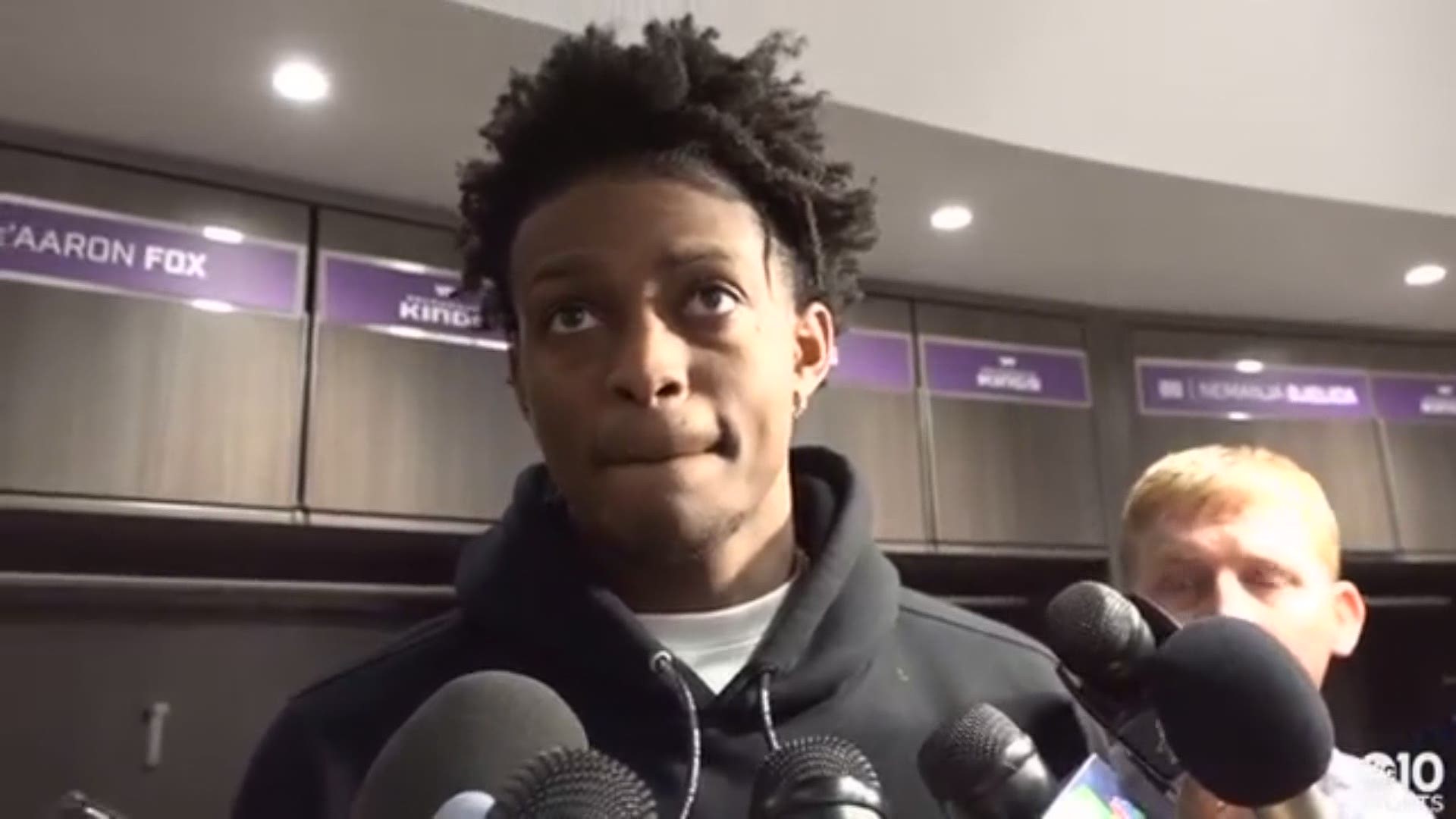 Kings point guard De'Aaron Fox talks about Tuesday night's thrilling game where his team came up short against the Celtics, what happened on the final possession where Sacramento had the chance to win the game, facing Boston without Kyrie Irving and what the chances are for the playoffs now that they're four games back out of the final playoff sport in the Western Conference.