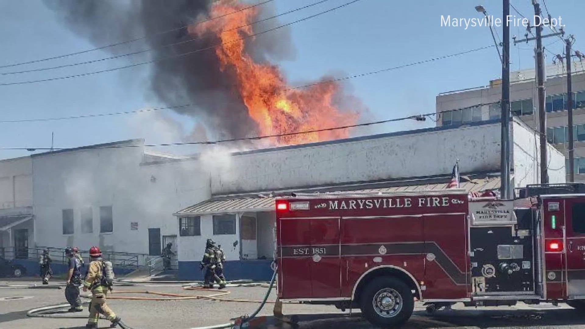 The fire started at the Glacier Ice Company building on 9th and B streets Friday afternoon. The cause of the fire is currently unknown.