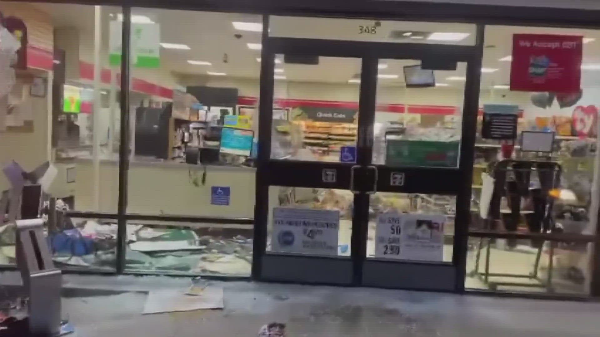 A mob of people ransacked a Rio Linda 7-Eleven. Police said no arrests have been as the investigation continues.