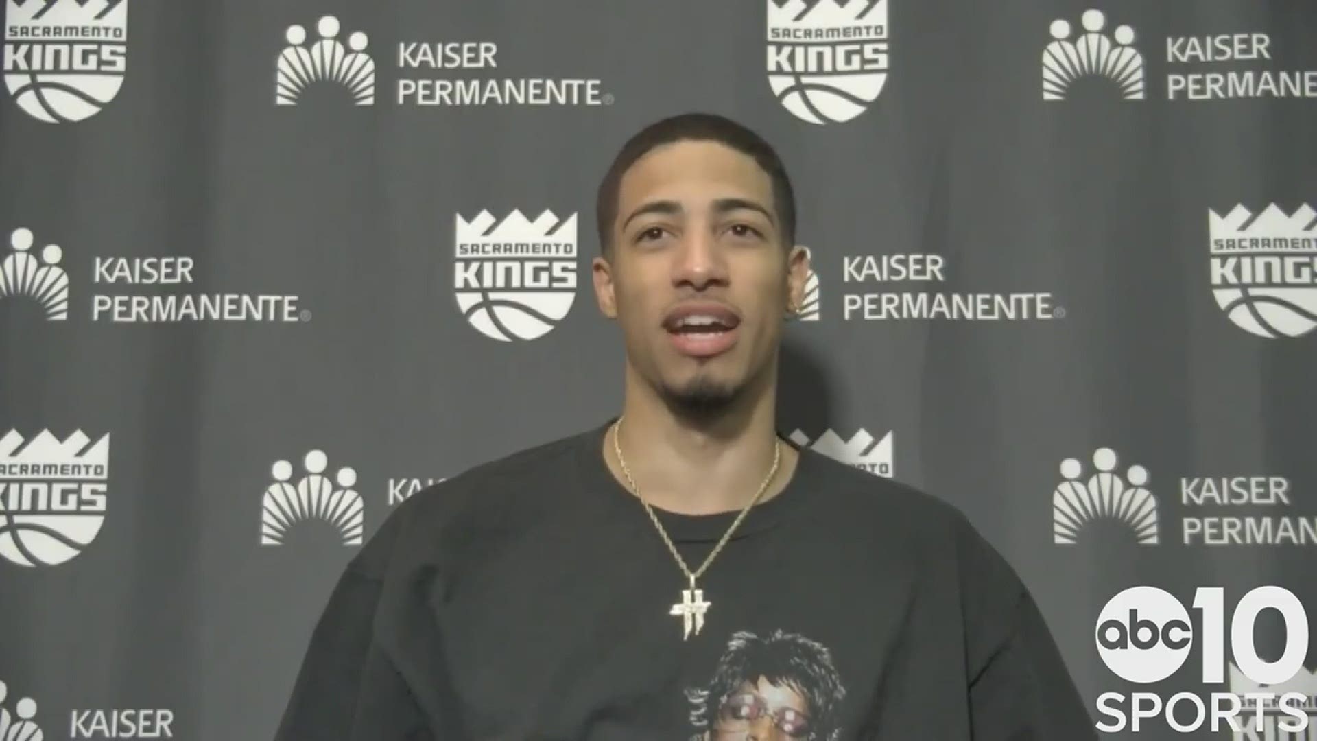 Tyrese Haliburton talks about his career-high 23 points in Sacramento's 119-114 win over the Nuggets and the Kings defeating Denver for the third time this season.
