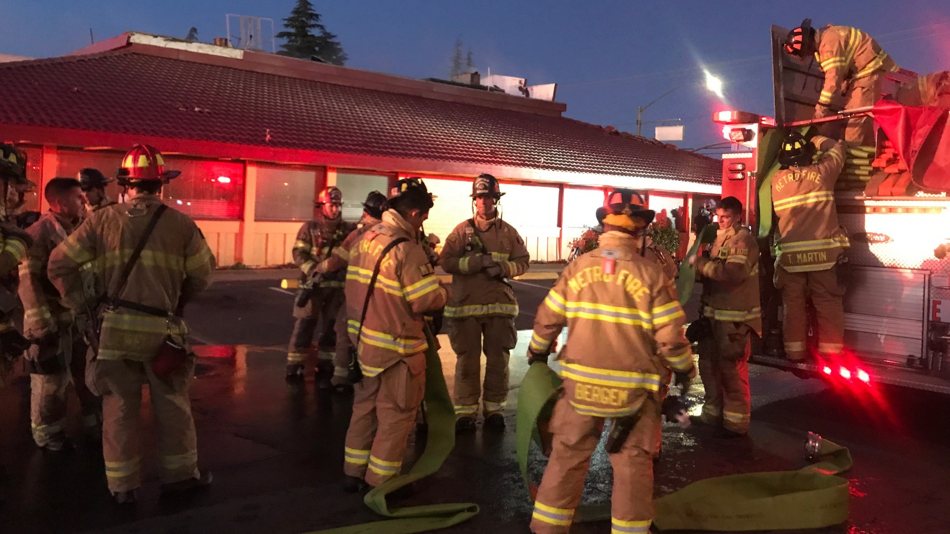 The Sacramento Metropolitan Fire District is intentionally burning to the ground a former Denny’s restaurant in Carmichael.