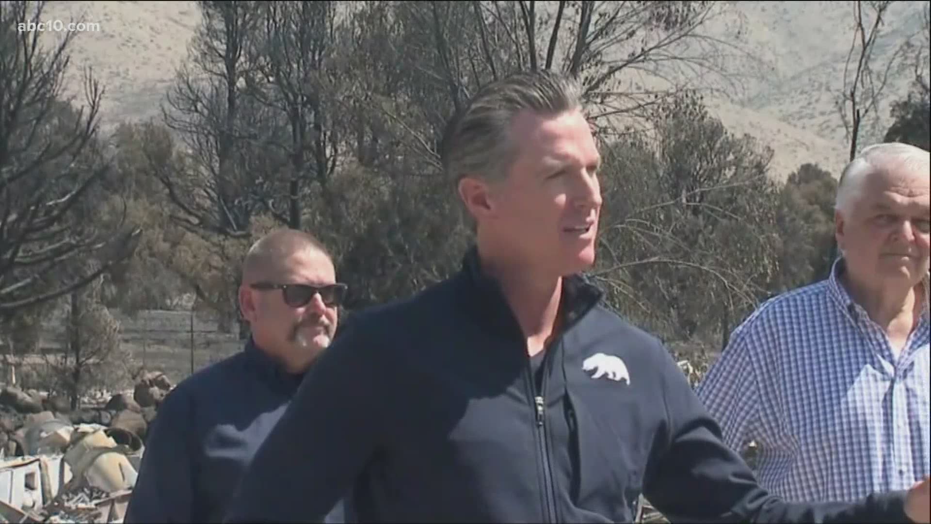 California Gov. Gavin Newsom and Nevada Governor Steve Sisolak toured the site of the Tamarack Fire, which sits on the border of California and Nevada.