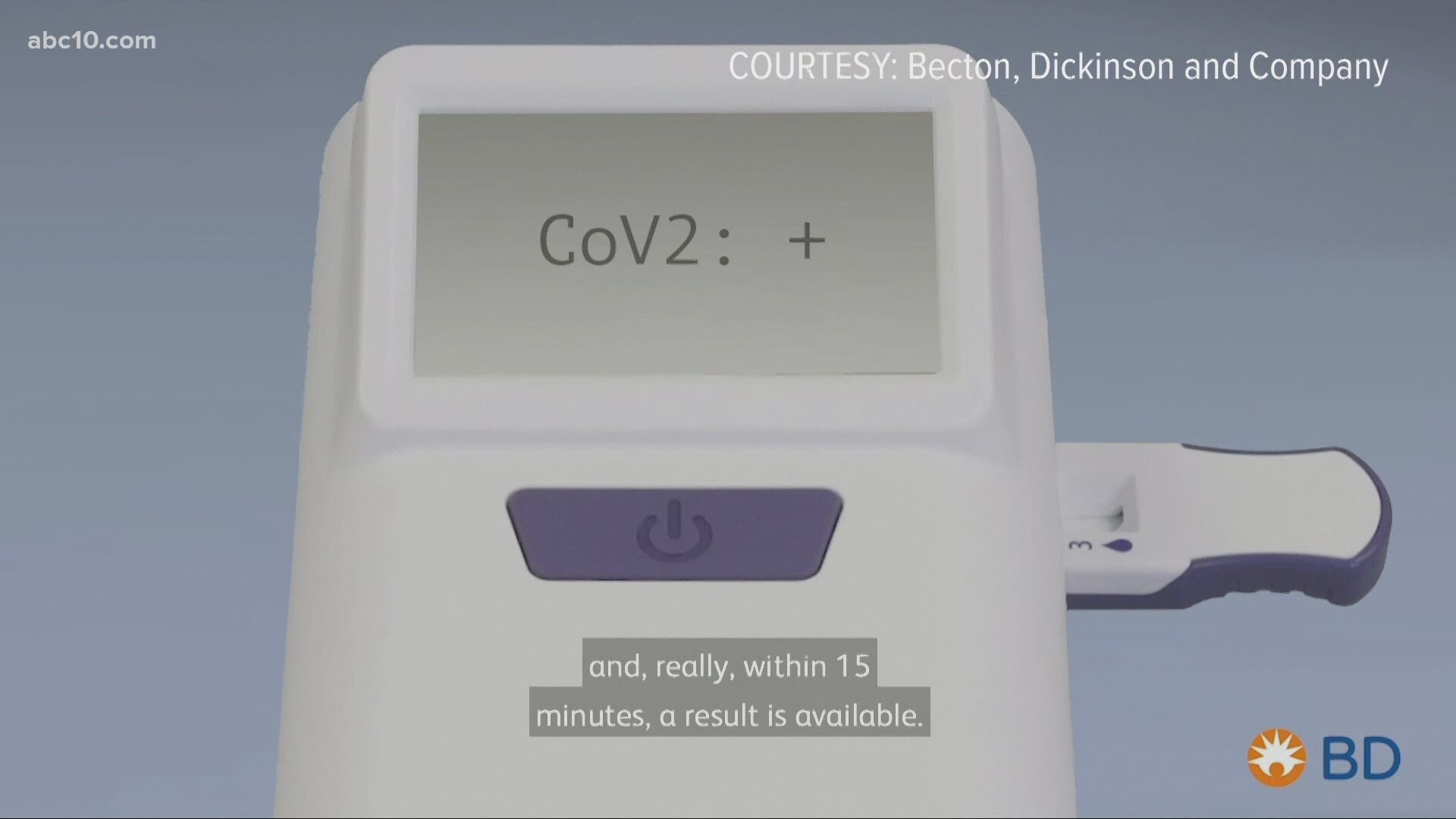 The test is a nasal test, like other coronavirus tests, but it uses a machine that gives the results minutes rather than days.