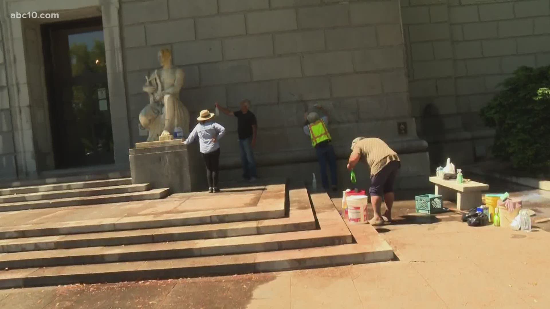 In another outpouring of support for the community, large groups of volunteers again descended on Downtown Sacramento to clean up after another night of vandalism.