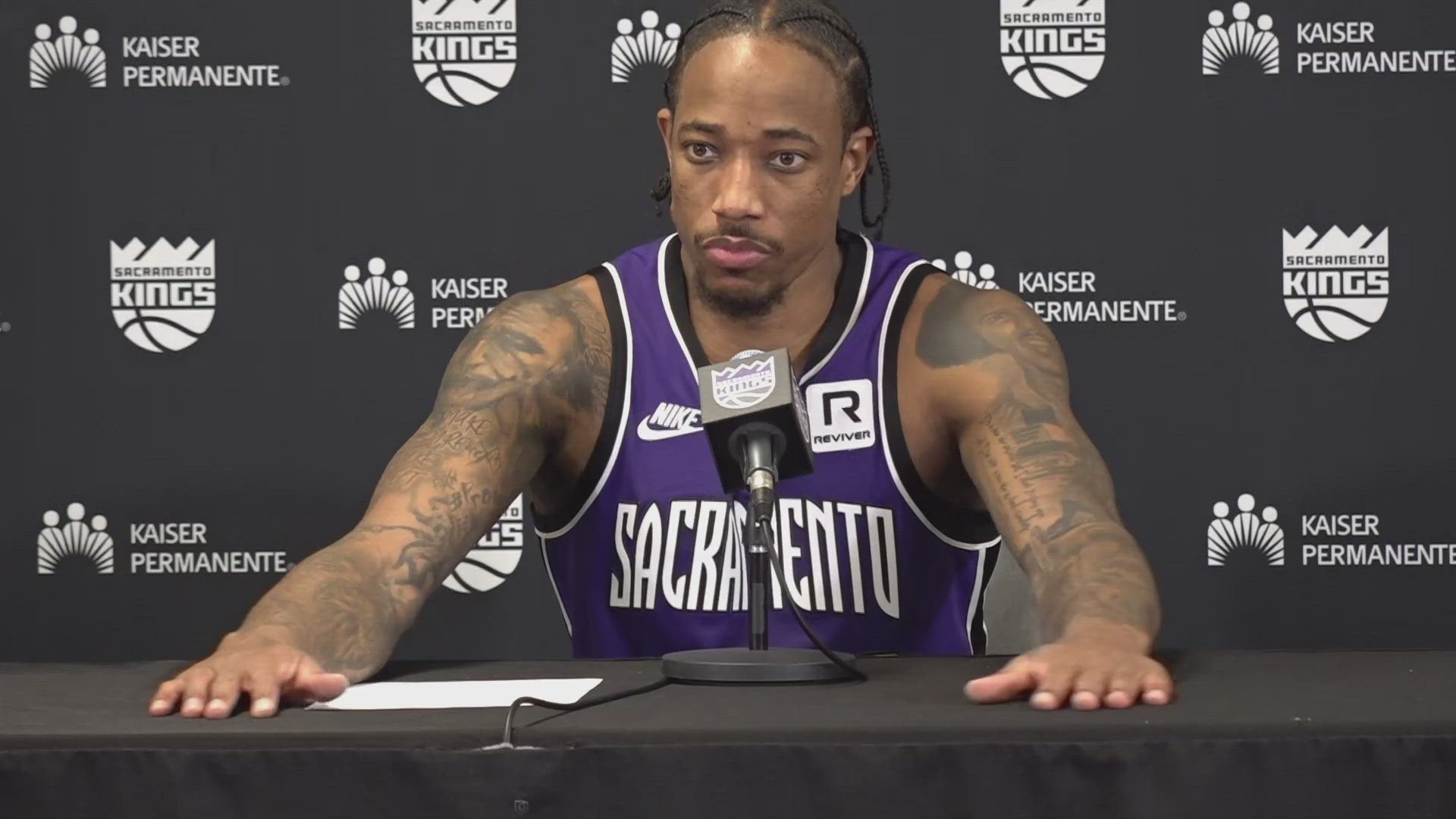 Sacramento Kings forward DeMar DeRozan speaks about the loss to the Brooklyn Nets.