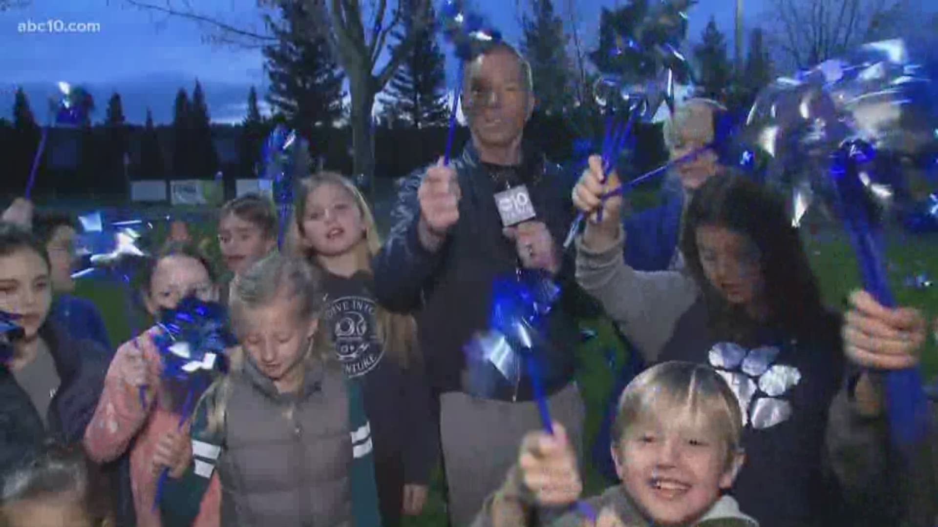 Mark S. Allen is in Rocklin where a local elementary school is hoping to break a pinwheel record for Child Abuse Prevention Month.