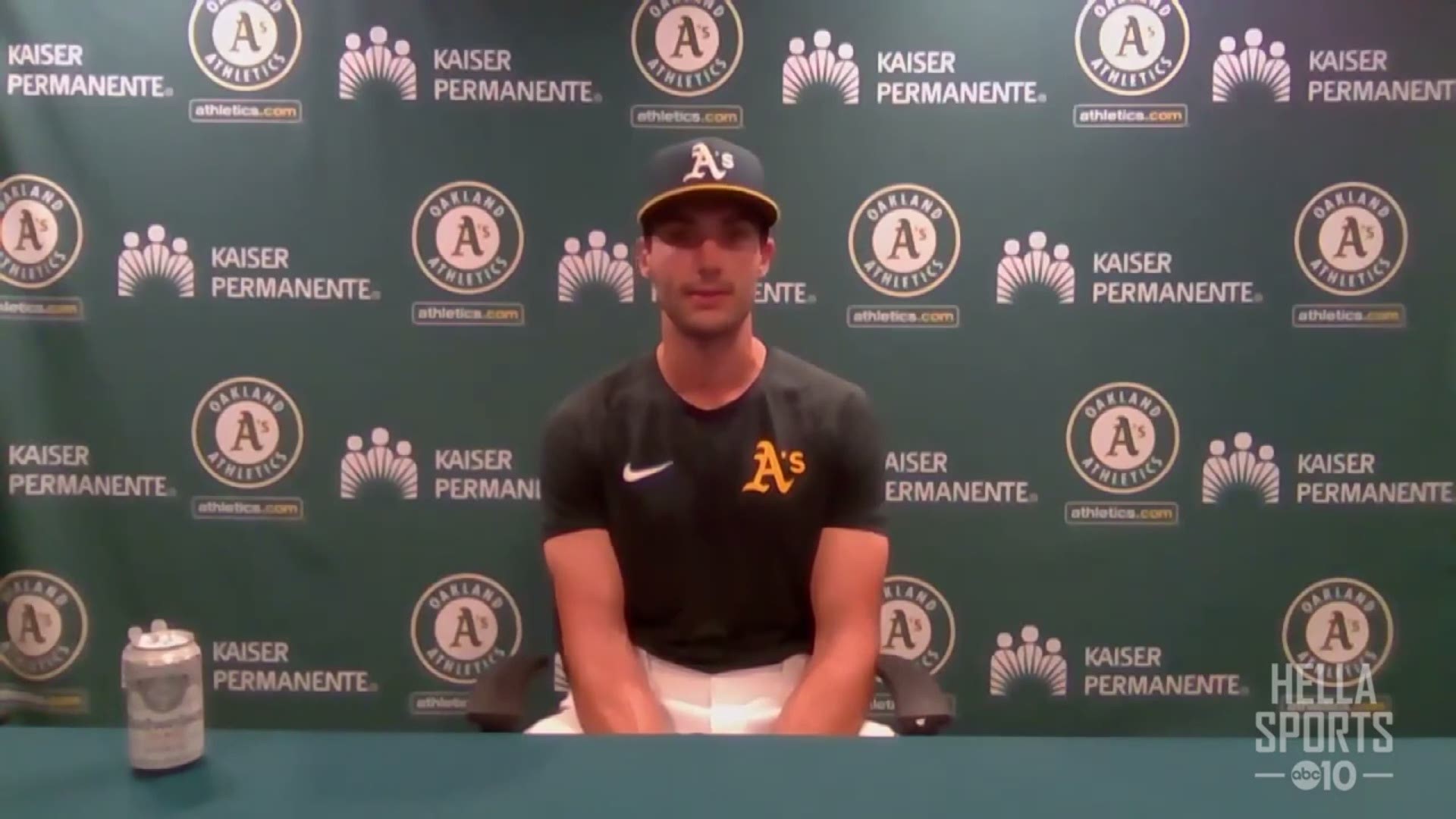 Oakland A's first baseman Matt Olson talks about launching his game winning grand slam on Opening Day to lift the Athletics over the Los Angeles Angels on Friday.