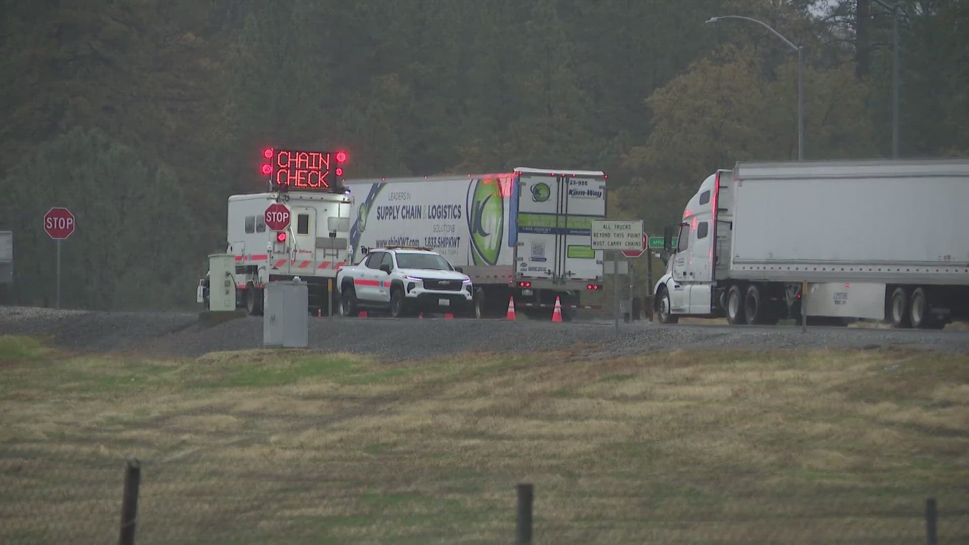 Westbound Interstate 80 was completely shut down for a couple of after a big rig crash. At the Applegate exit, truck drivers were being stopped and checked for chain