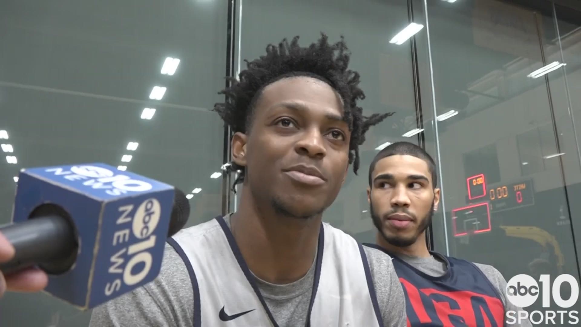 De'Aaron Fox talks about USA Basketball's training camp shifting to Los Angeles, his performance in the scrimmage in Las Vegas, his teammate Marvin Bagley III deciding to leave Team USA and the lack of nationally televised games for his Sacramento Kings in the upcoming 2019-20 NBA season.