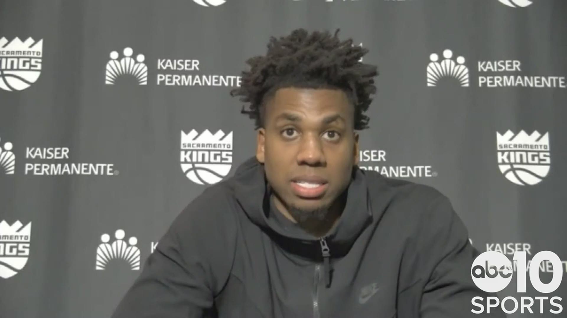Hassan Whiteside, who finished with 26 points, 16 rebounds and five blocks, talks about Sacramento’s defensive struggles following Monday’s 136-125 loss to the Nets