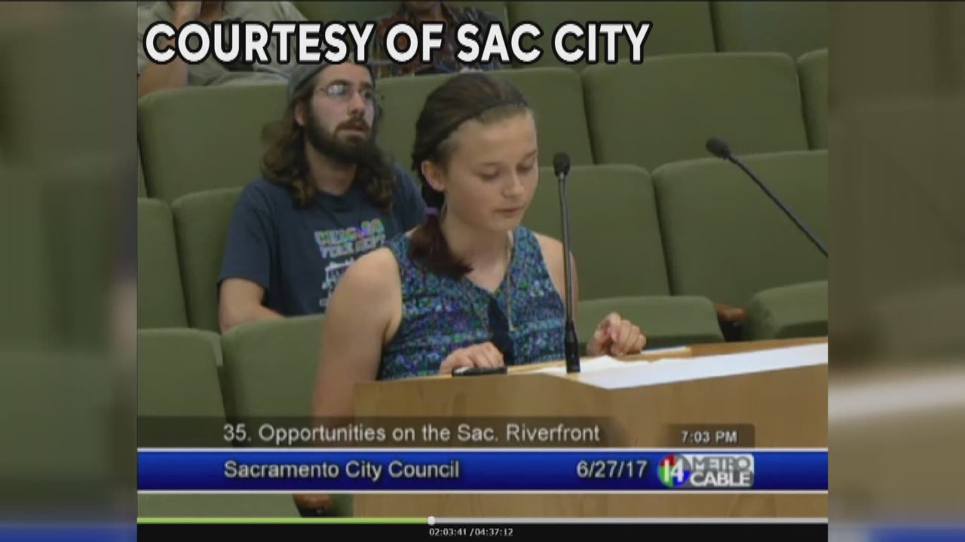 A young girl from Sacramento presents Disney inspired water idea for Old Sacramento. 