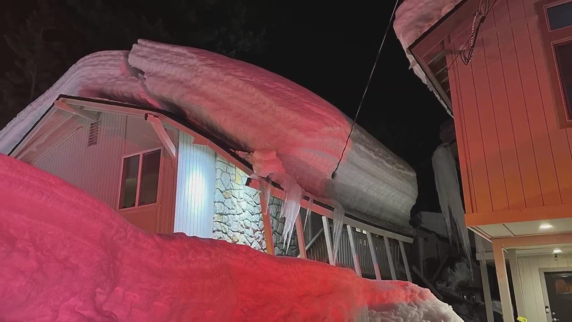 Officials are working to prevent "snow loading" when rain weighs down existing snow on a roof, causing a collapse.