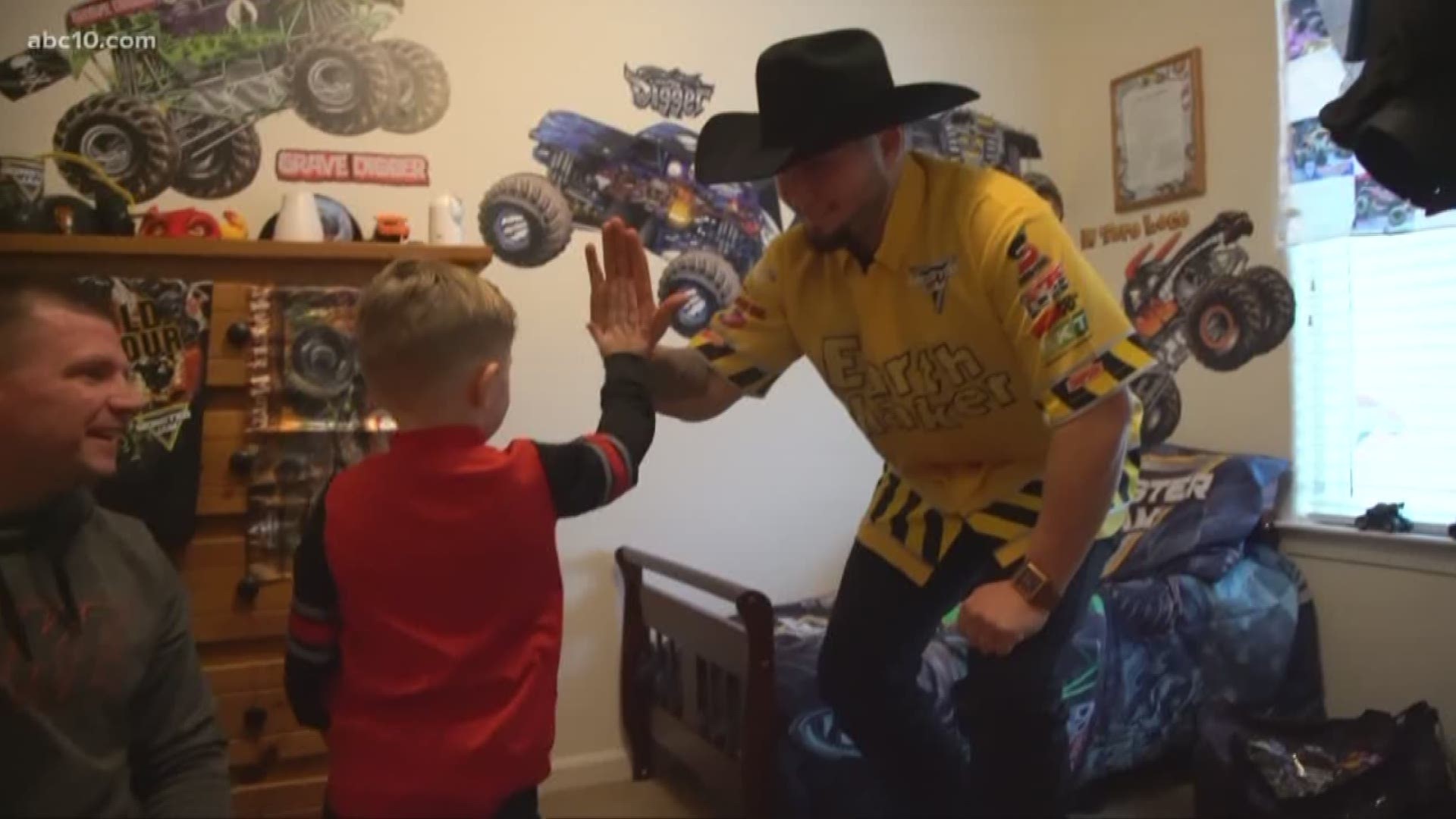A driver for Monster Jam surprised a Sacramento military family by decorating a room for their young son. It was all part of Operation Homefront.