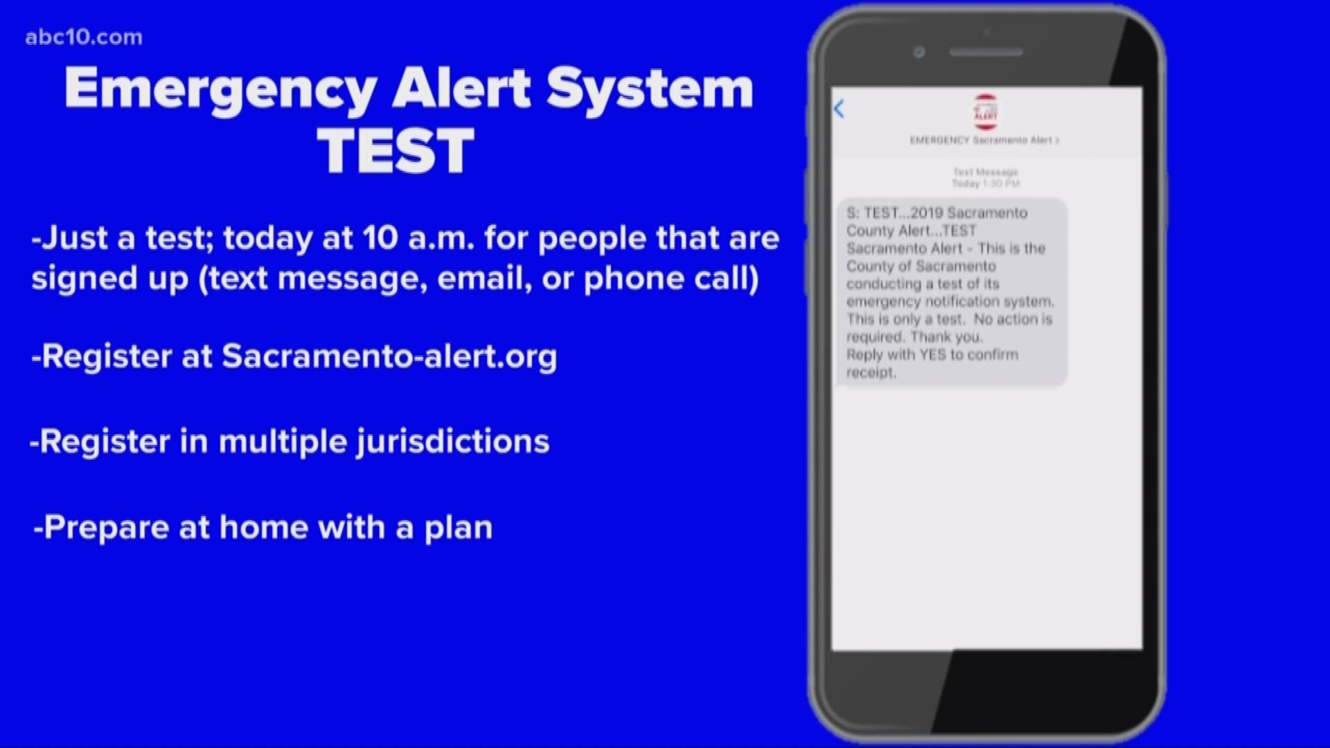 Local, emergency alert system testing happening in Sacramento, Placer