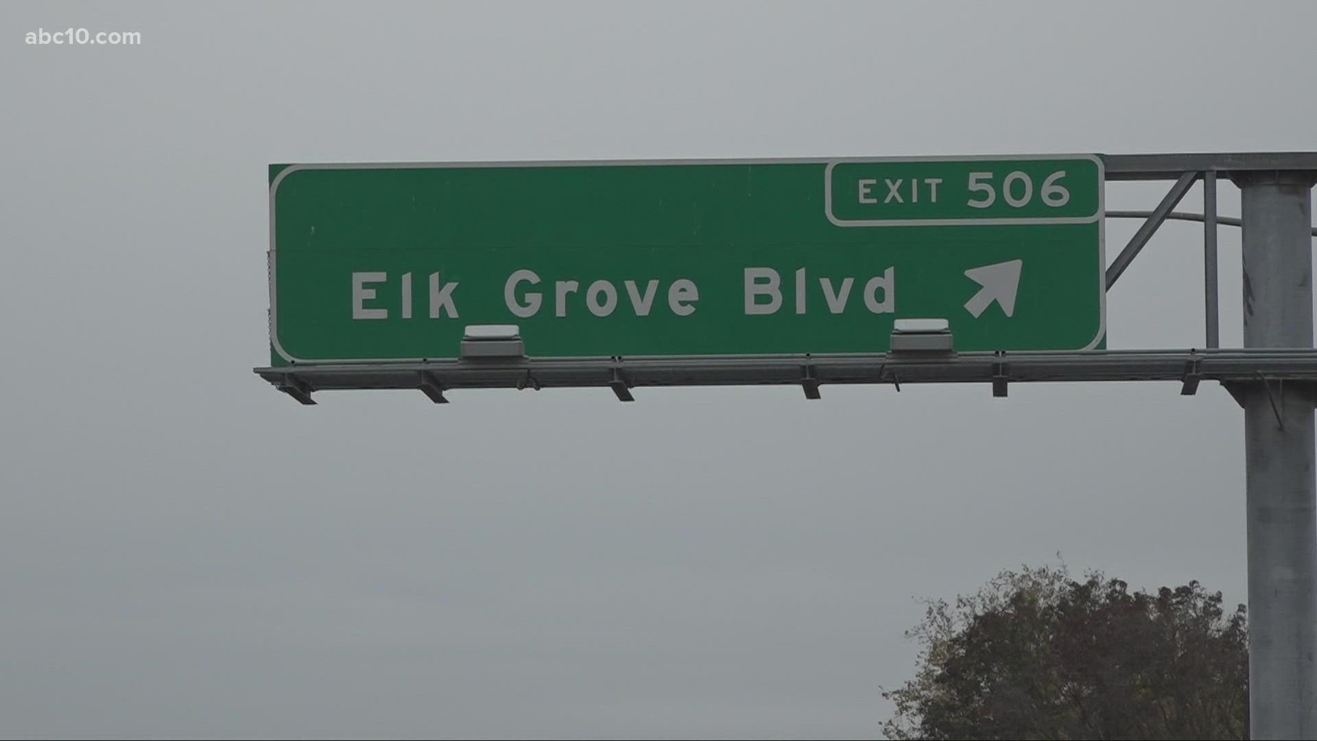 The guardrails are located at the off-ramp on Elk Grove Boulevard, heading southbound on I-5.