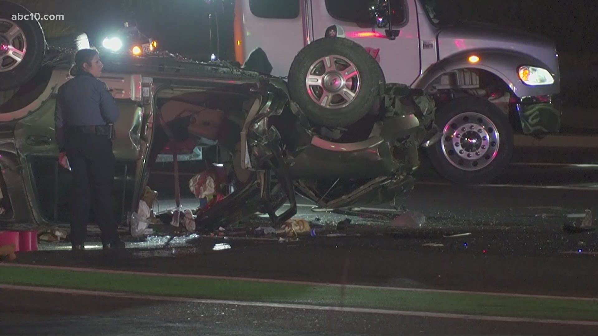 Fire department officials told ABC10 they learned at about 9:03 p.m. that three people were trapped inside a car near Elk Grove and Franklin Boulevards.