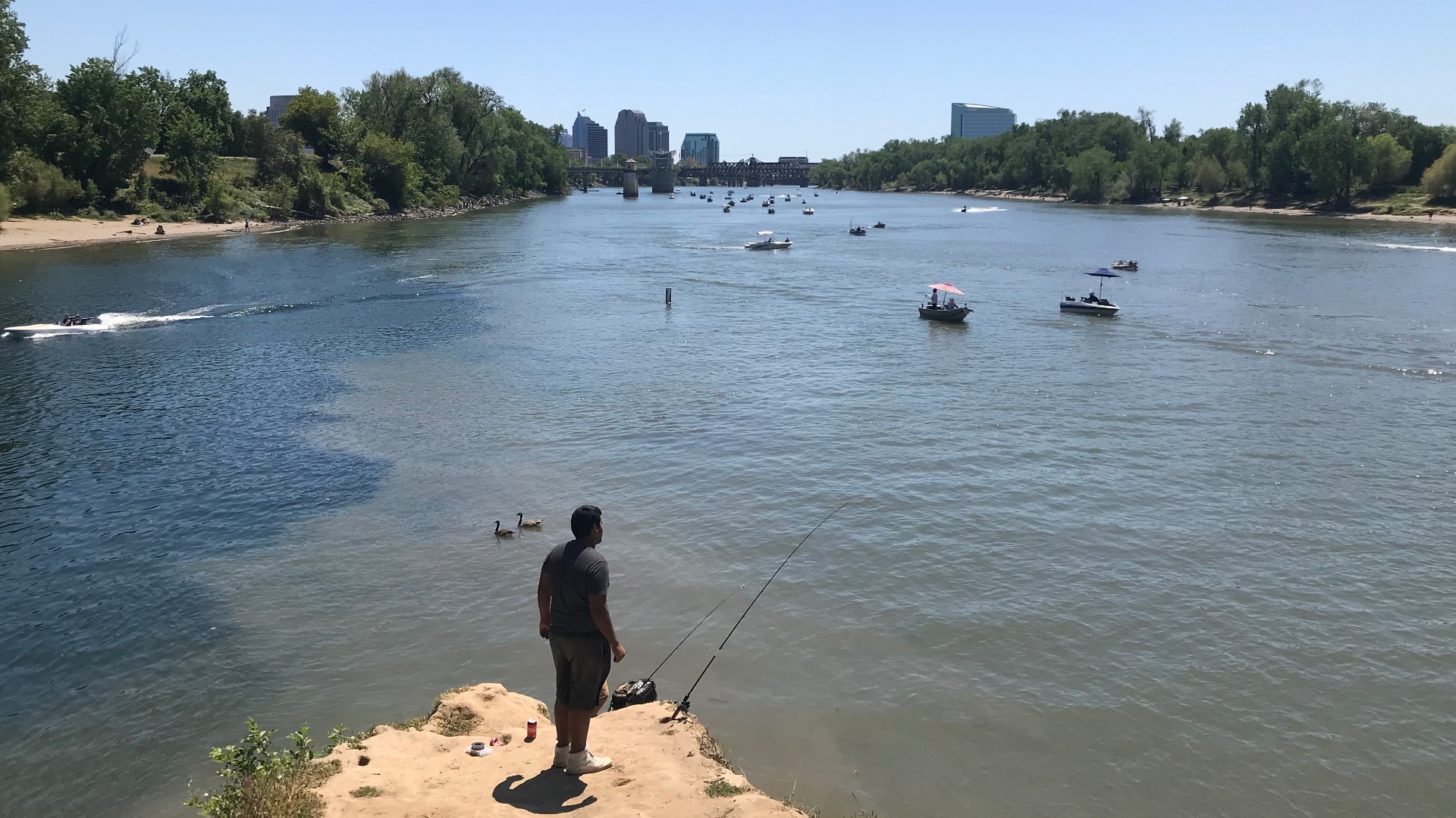 As temperatures rose outside over the weekend so did the number of people flocking to parks and rivers. People were boating, swimming, or just catching the sun.